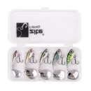 Zite Fishing Jigspinner Set 5-15g 3D Natur Design Spin Jigs Köder 5 Stück mit Köderbox