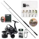 Zite Fishing Inzite Pro Stick Starter-Set Barsch Spinning Reel Pro 2000, Jigspinner Natur, 2 Schnüre & Snaps