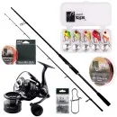 Zite Fishing Inzite Pro Stick Starter-Set Zander Spinning Reel Pro 3000, Jigspinner Neon, 2 Schnüre & Snaps