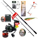 Inzite Base Stick Hecht Set - 255 Angelrute & Spinning Base Reel 4000 inkl. Schnur, Snaps, Jighaken uvm. 