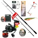 Inzite Base Stick Hecht Set - 255 Angelrute & Spinning Base Reel 4000 inkl. Schnur, Snaps, Jighaken uvm. 