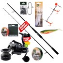 Inzite Pro Stick Hecht-Set - 255 cm Angelrute & Spinning Reel Pro 4000 + Zubehör wie Schnur, Jighaken, Gummifisch