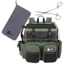 Multi Angel-Koffer-Rucksack u. Sitz-Kiepe in 1 Bundle mit Hakenlöser Zange Gebogen 18cm & Microfaser Handtuch