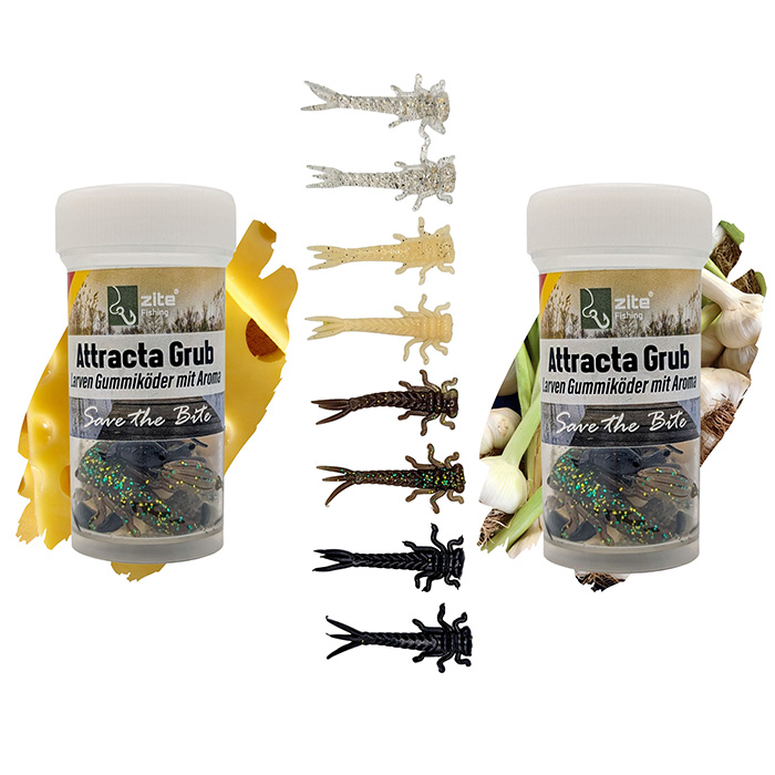 Gummiköder Forelle Attracta Grub 5cm Larvenimitat + Aroma 8ST Köder Zite Fishing