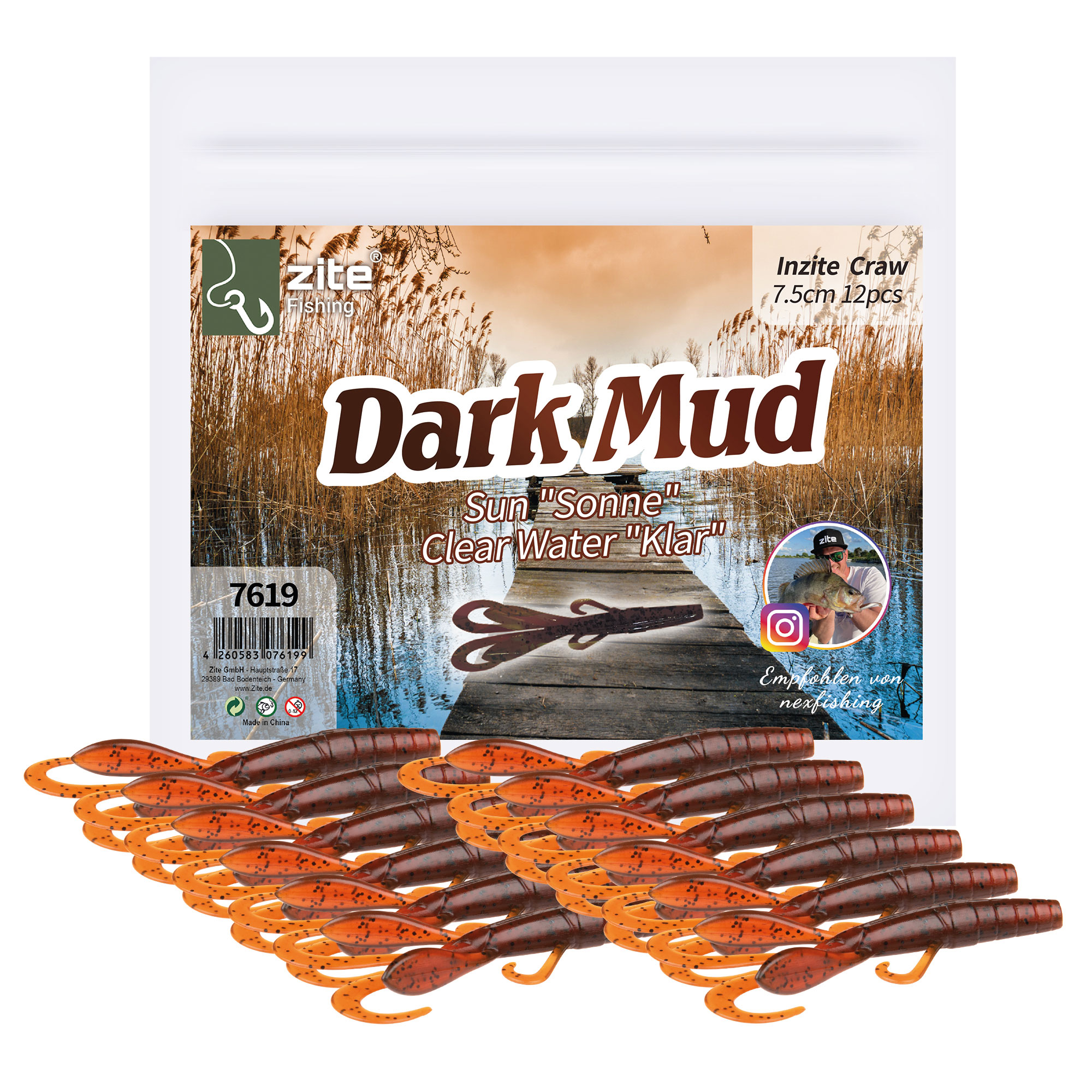 Creature Bait Barsch Angelköder Dark Mud 12 Stück Zite Fishing Creature Bait Barsch Angelköder Dark Mud 12 Stück Zite Fishing