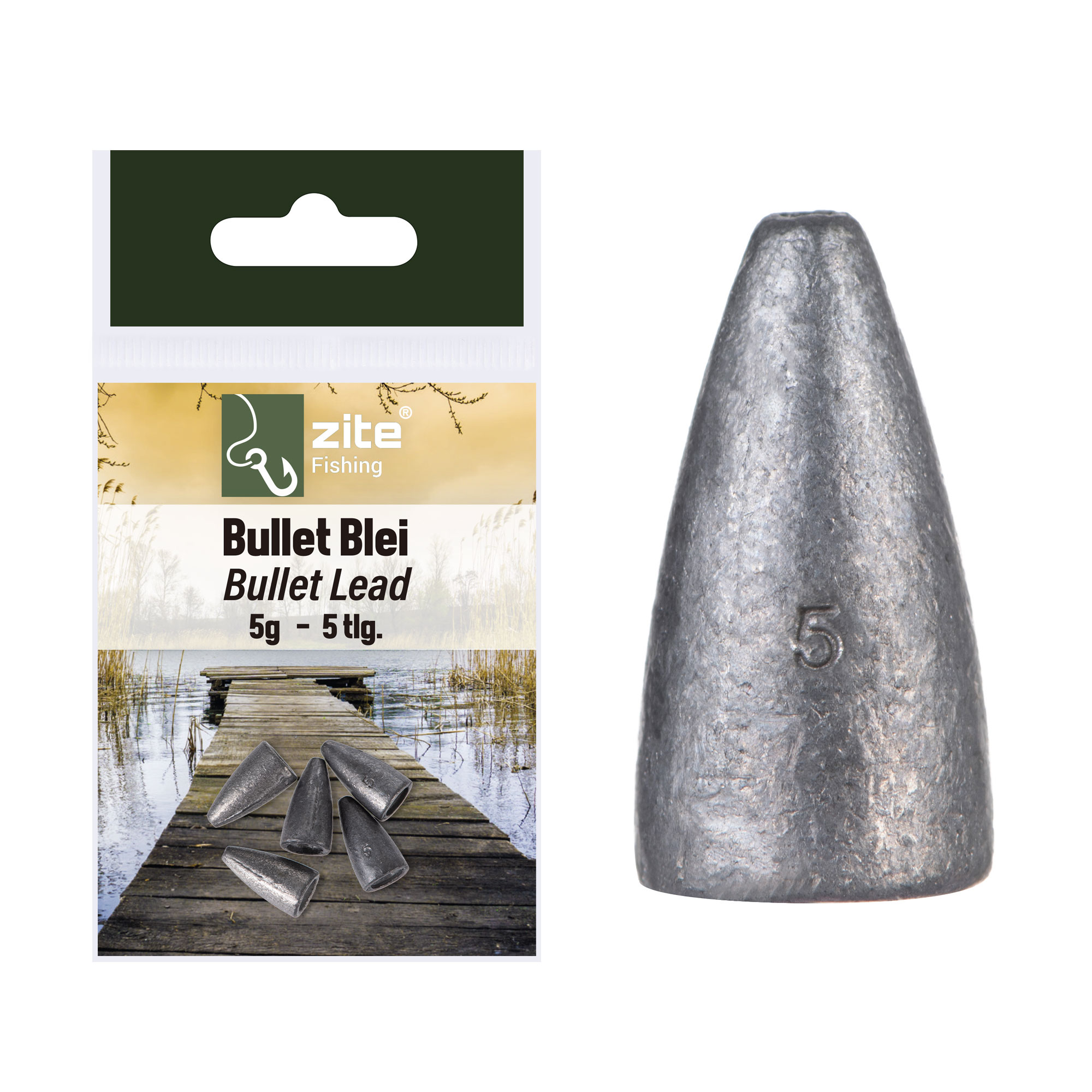 Zite Fishing Bullet Blei Angelgewichte 5g 5 tlg. ideal für Barsch & Zander Zite Fishing Bullet Blei Angelgewichte 5g 5 tlg. ideal für Barsch & Zander