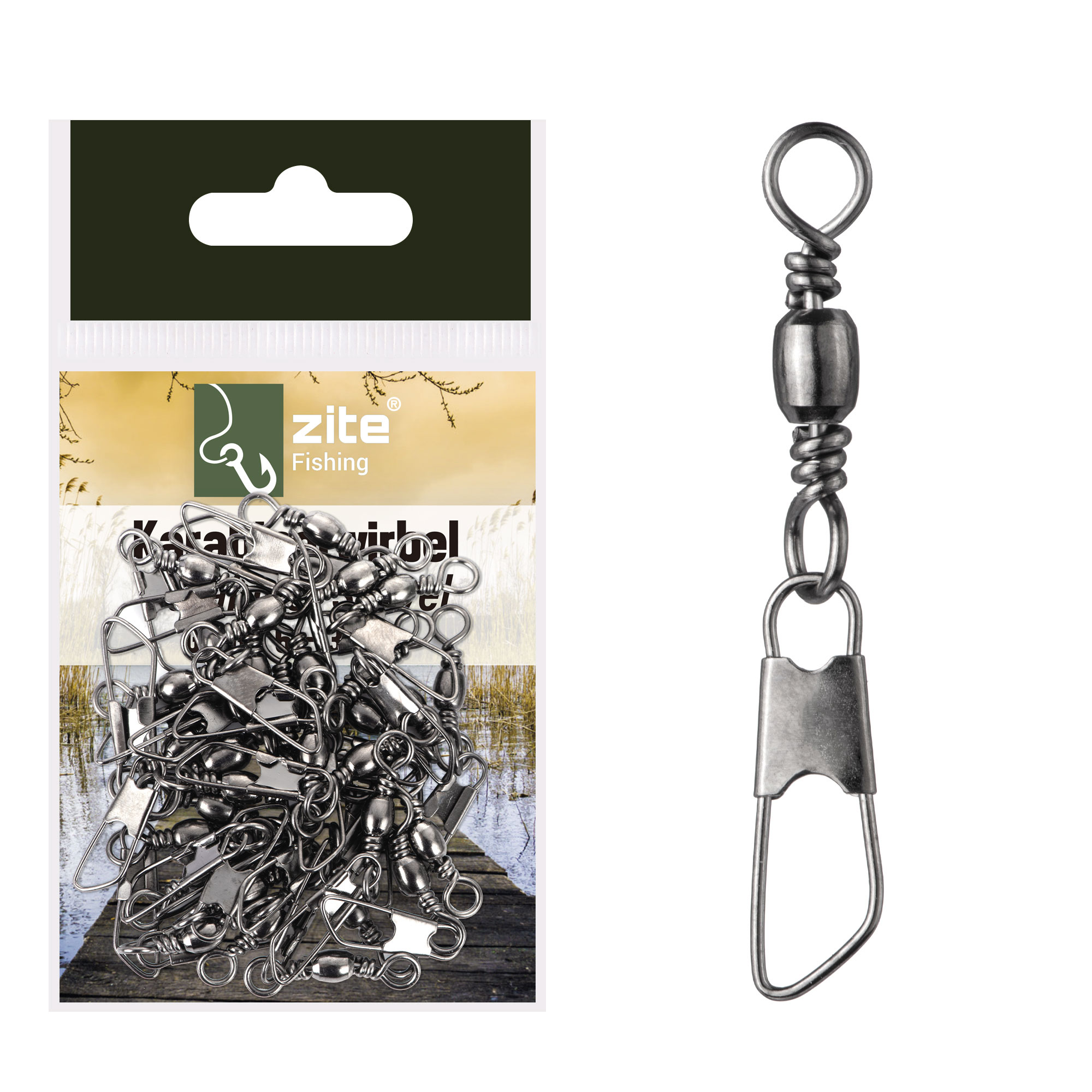 Karabiner Wirbel Angelwirbel Standard Größe 6 30 STK Zite Fishing