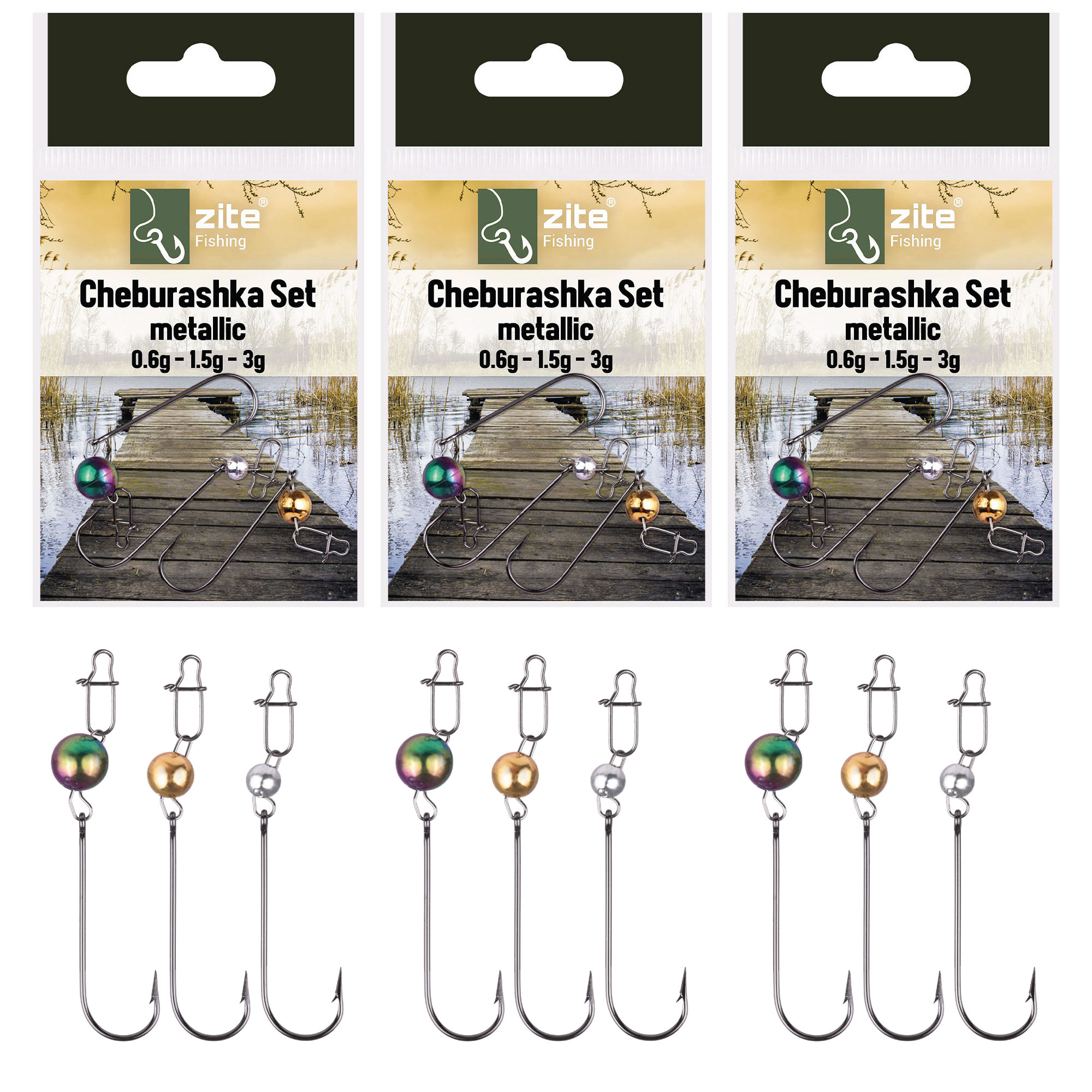 Tungsten Cheburashka Rig Montagen Set Metallic 9 Stück Zite Fishing