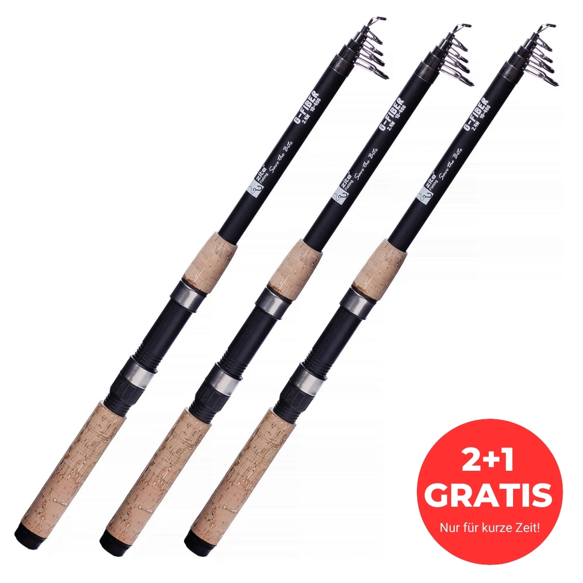 3x Spinnrute Forelle Barsch Teleskoprute 2,40 m Zite Fishing