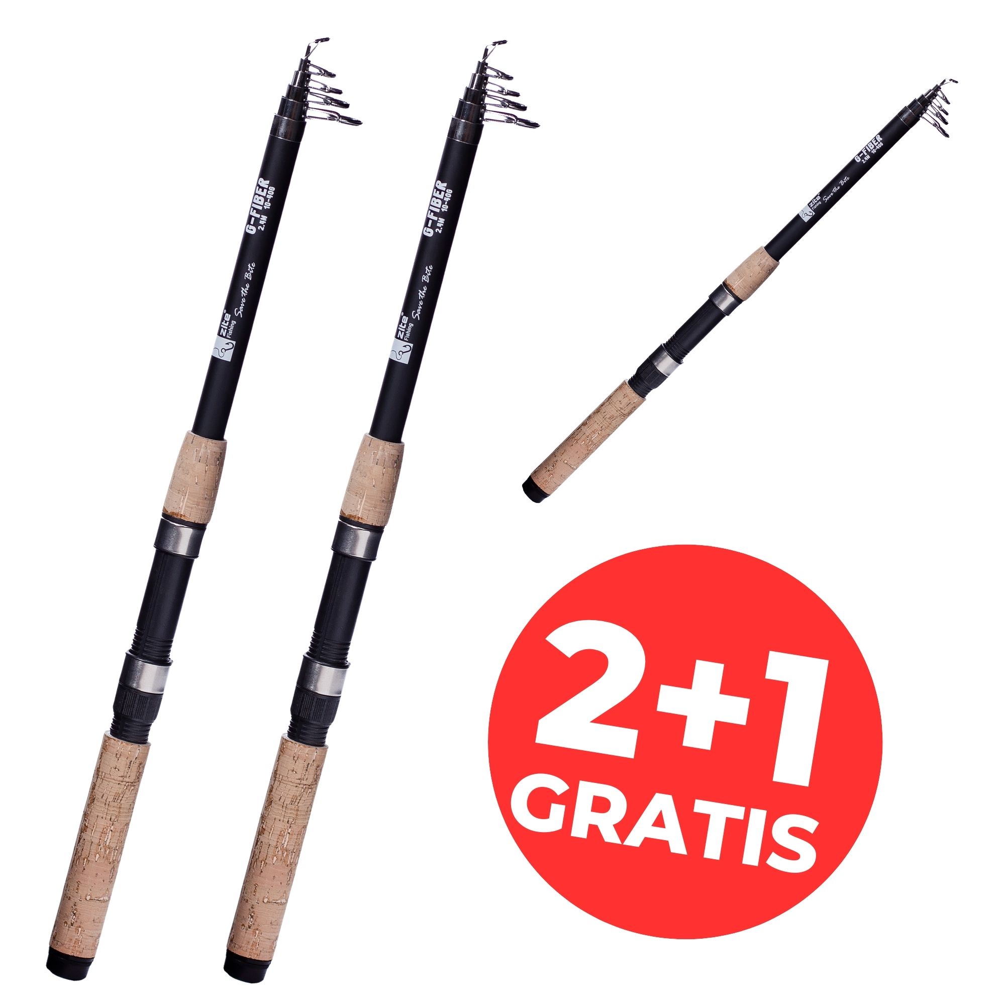 3x Hecht Karpfen Spinnrute Teleskoprute 2,70 m Zite Fishing