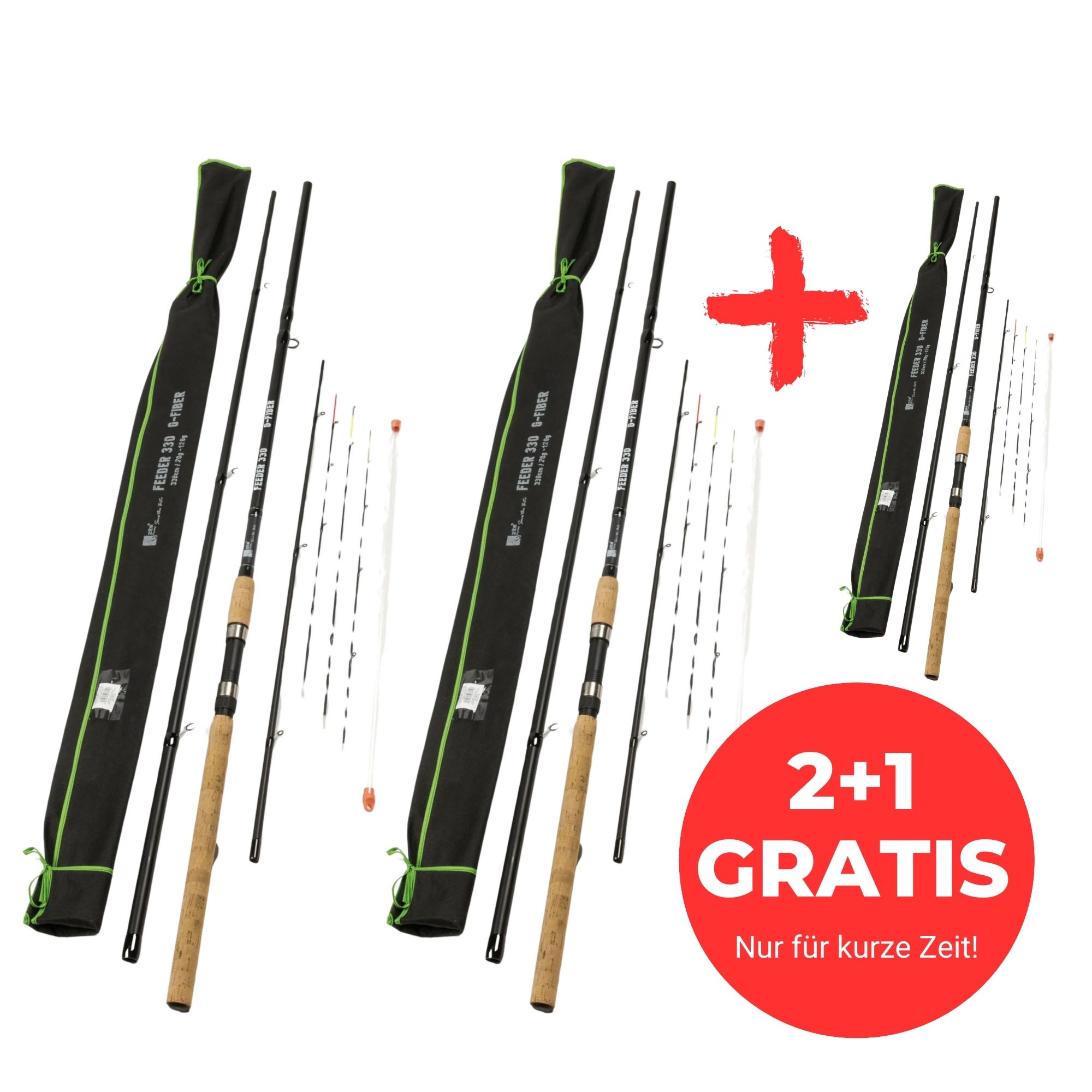 3x Friedfisch Feederrute 3,60 m Steckrute mit Wechselspitzen Zite Fishing