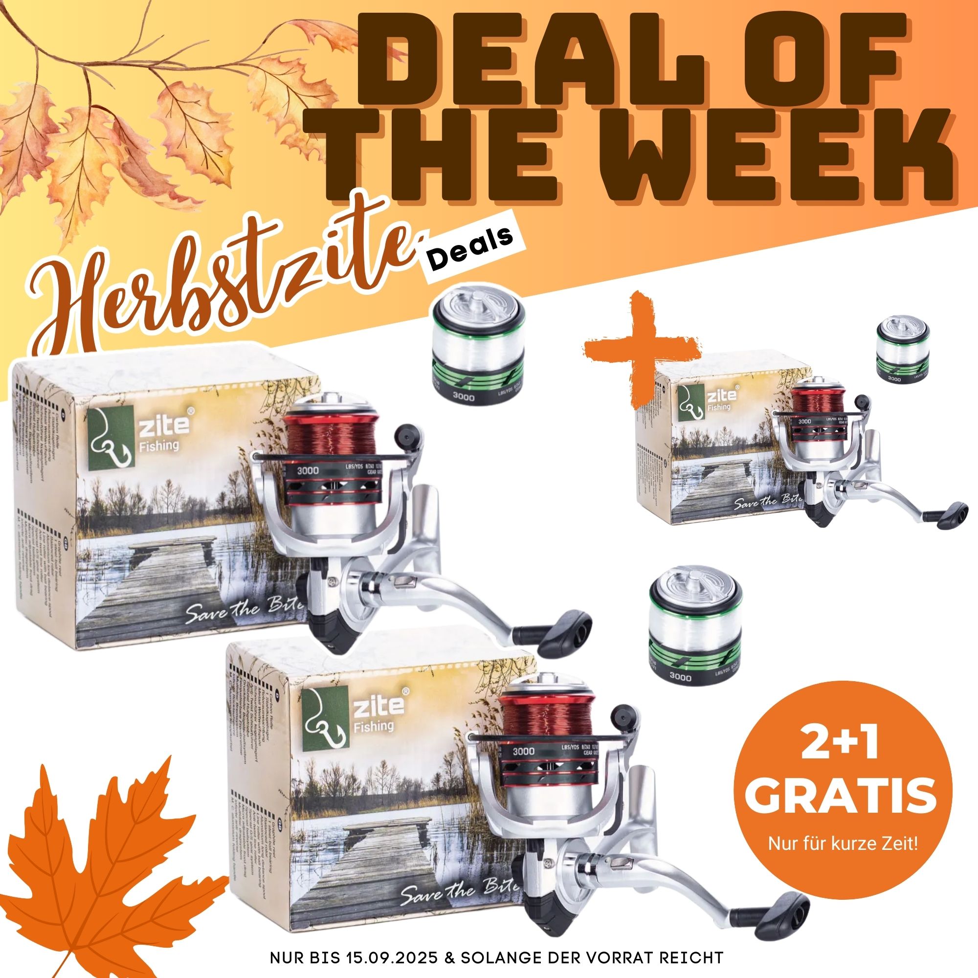 3x Base Reel 3000 Karpfenrolle bespult Zite Fishing