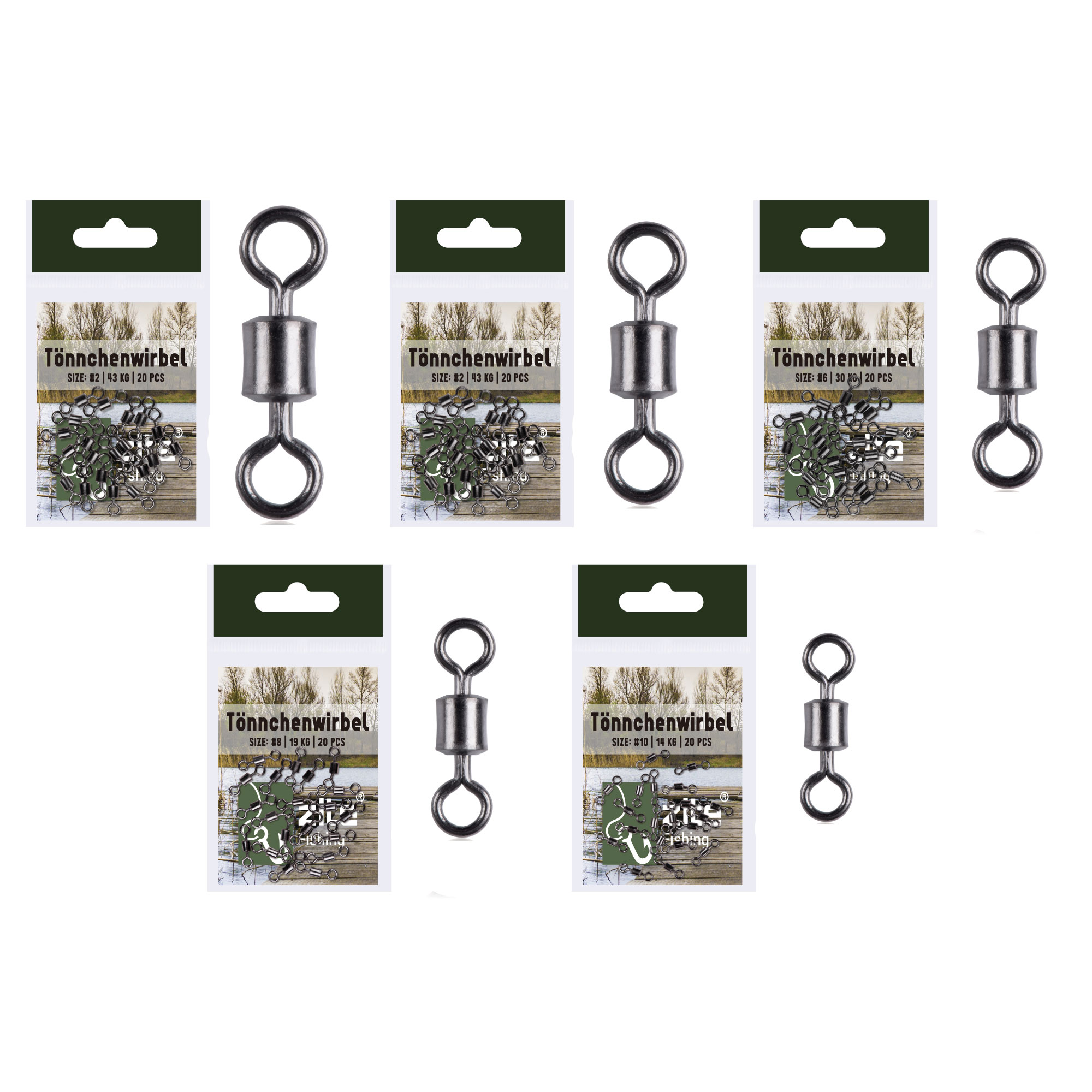Tönnchenwirbel Ton Swivels Angelwirbel als Schnurverbinder Gr. #2-#10 43-14kg 100 Stück Zite Fishing