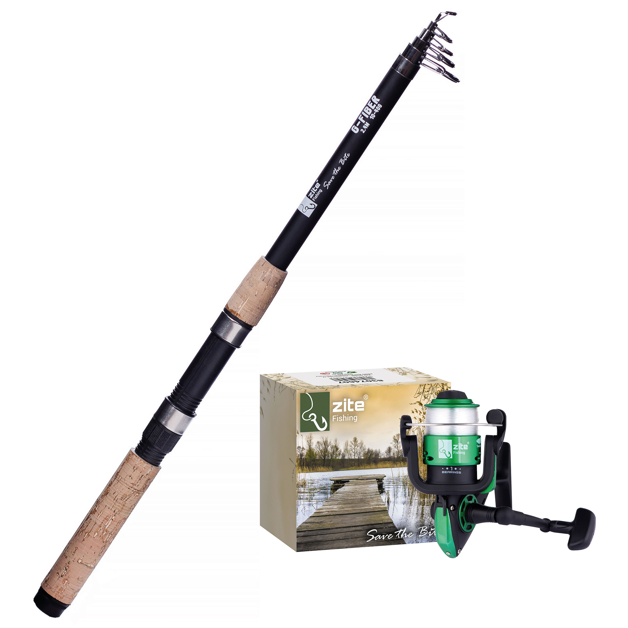 Zite Fishing Teleskoprute 2,40 m + Forellenrolle bespult