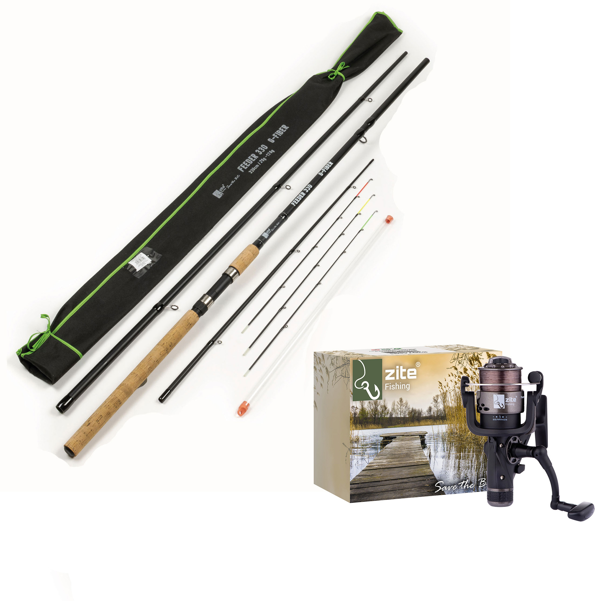 Zite Fishing Feederrute 3,30 m + Freilaufrolle bespult