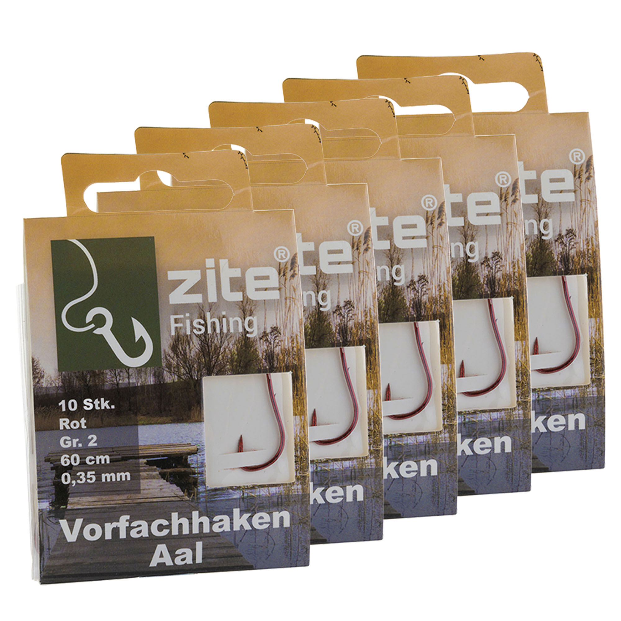 Zite Fishing 50x Haken mit Schnur Aal Gr. 2 Vorfachhaken gebunden mit monofiler Schnur