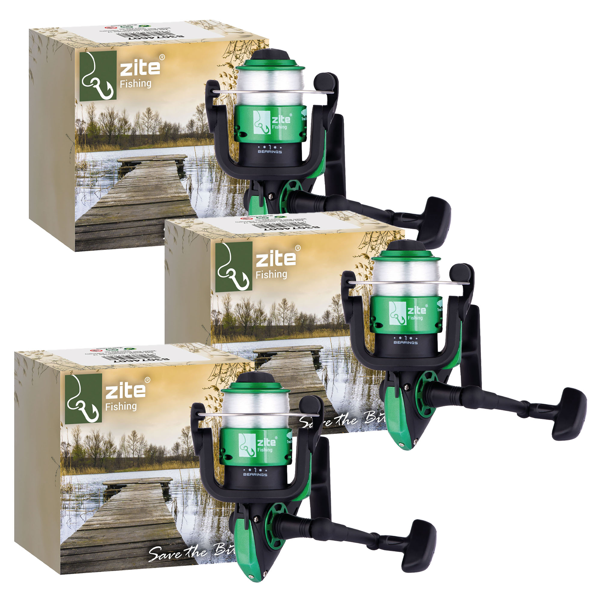 Zite Fishing 3x Forellenrolle bespult Trout Reel 3000 1BB Angelrolle
