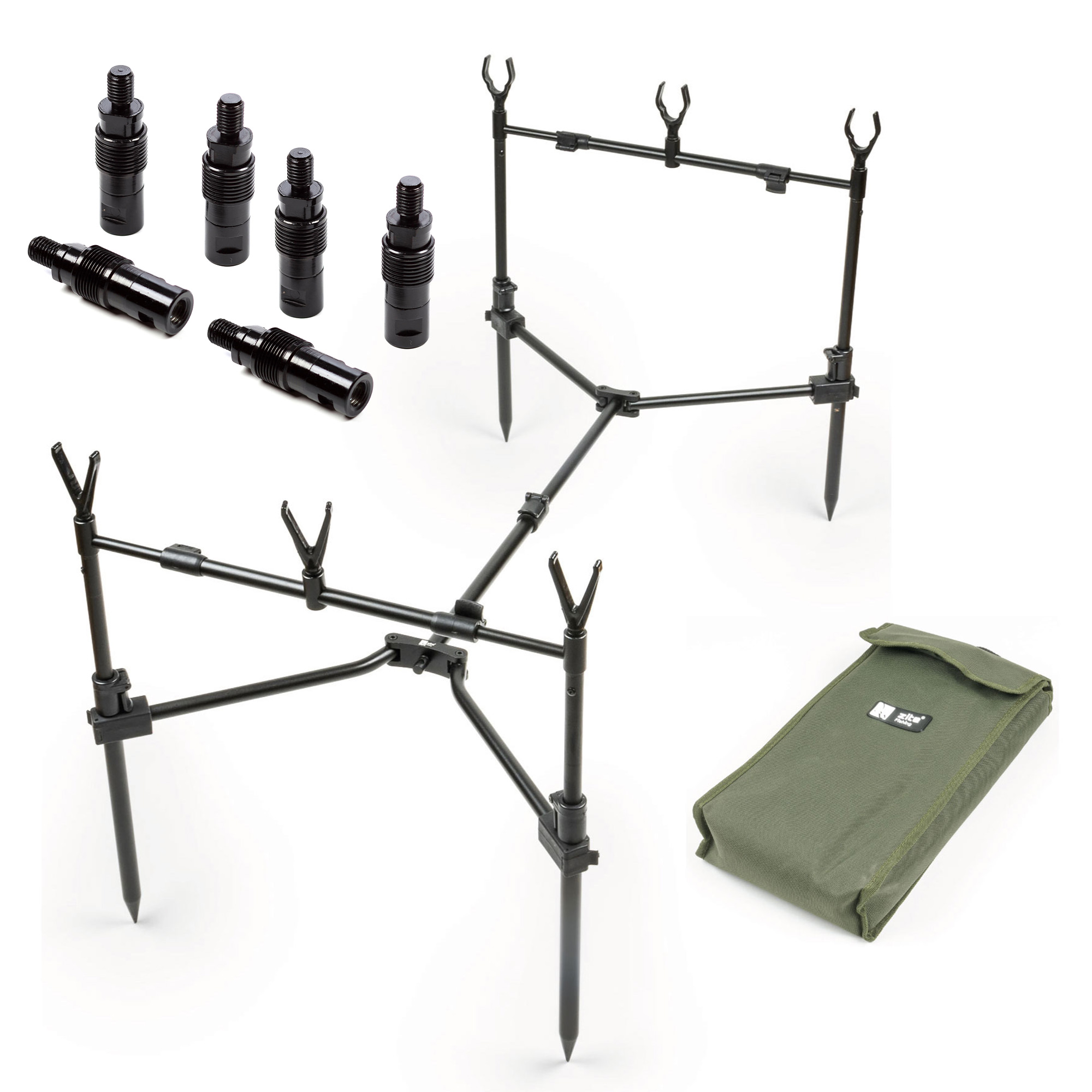 Zite Fishing Compact Rod Pod 90 – 120 cm + 6x Schnellverschluss Adapter