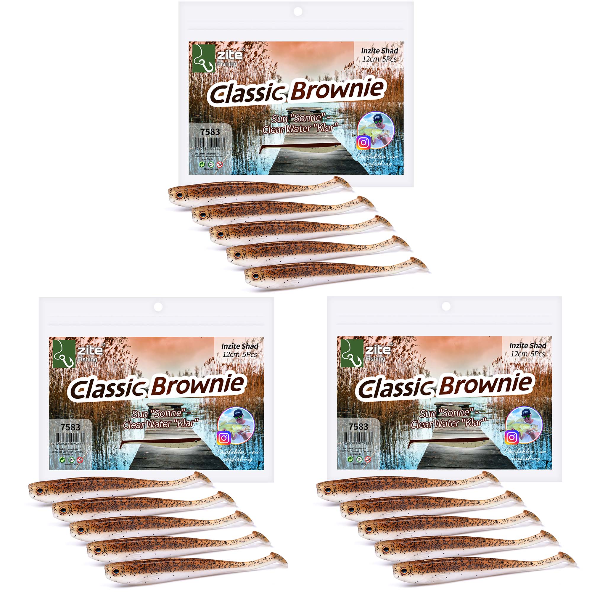 Zite Fishing Gummifisch classic brownie 15 Stück Zite Fishing Gummifisch classic brownie 15 Stück