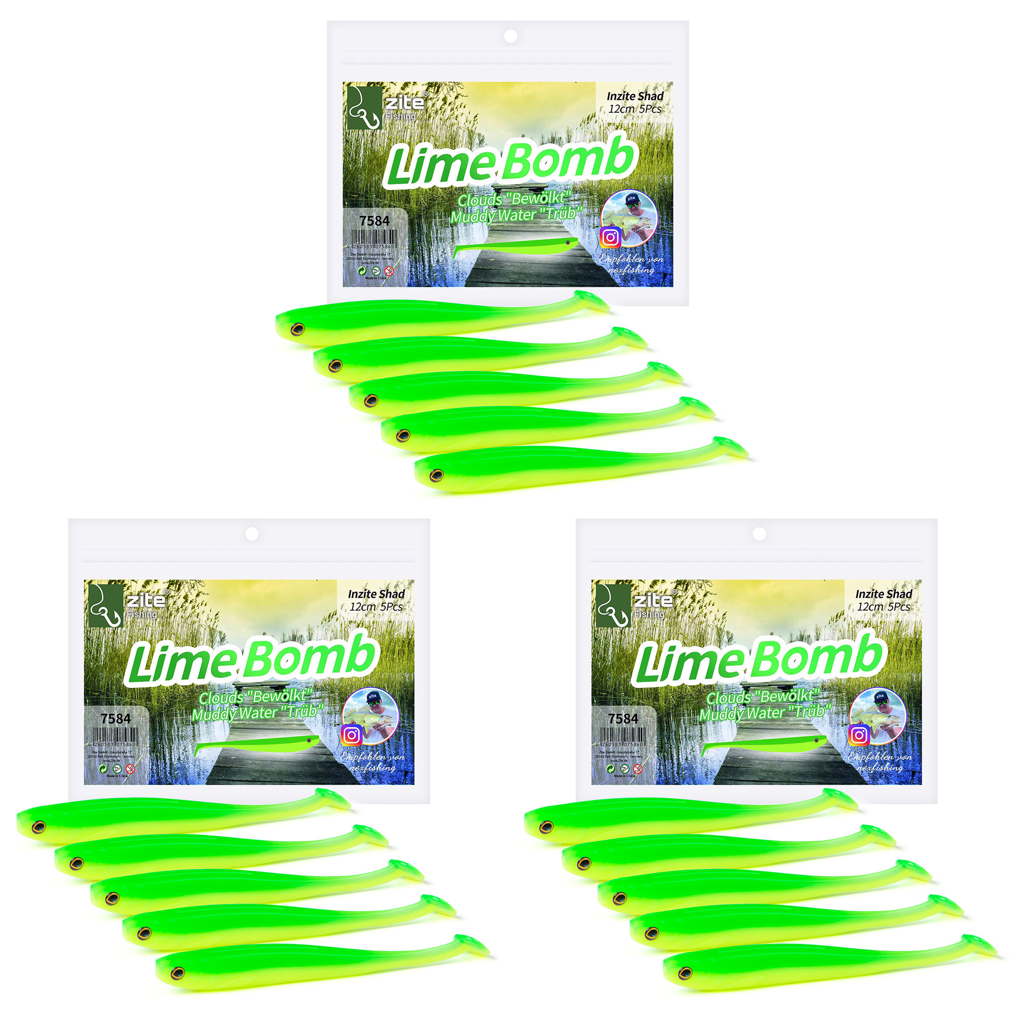 Zite Fishing Gummifisch lime bomb 15 Stück Zite Fishing Gummifisch lime bomb 15 Stück