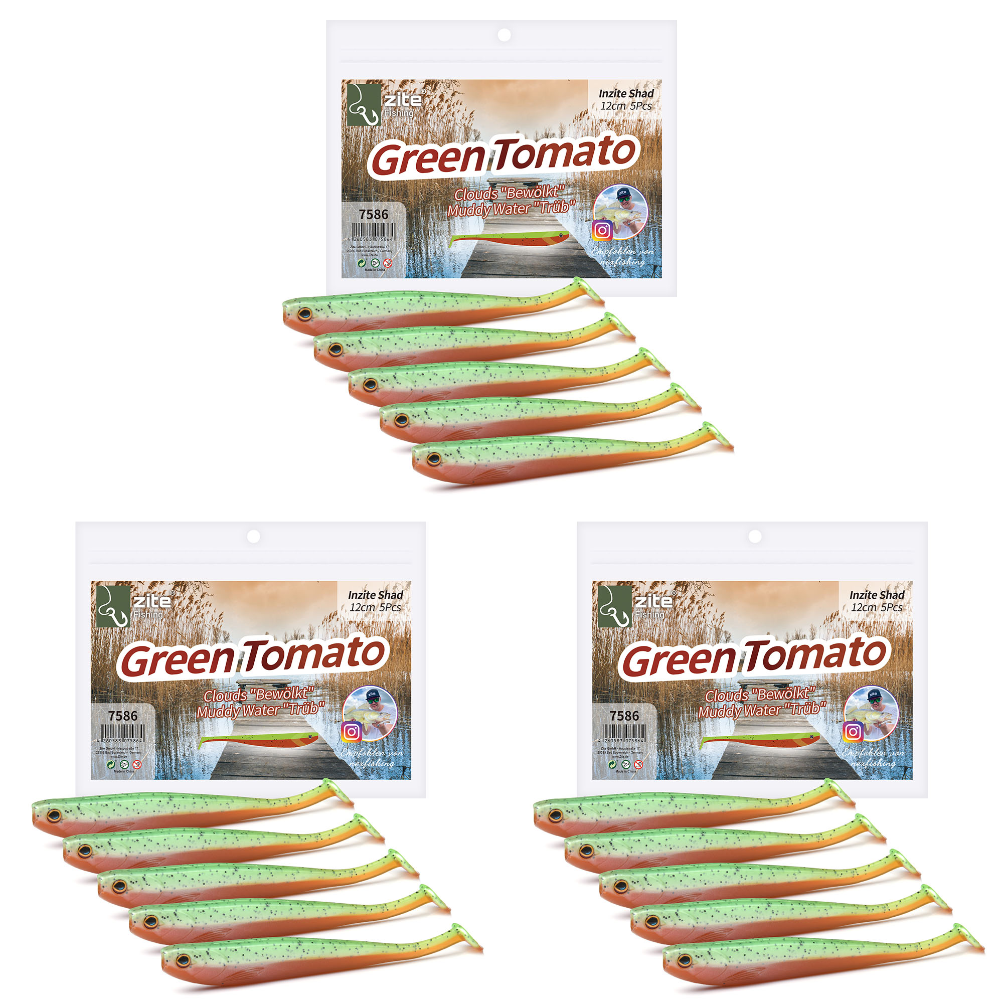 Zite Fishing Gummifisch green tomato 15 Stück Zite Fishing Gummifisch green tomato 15 Stück