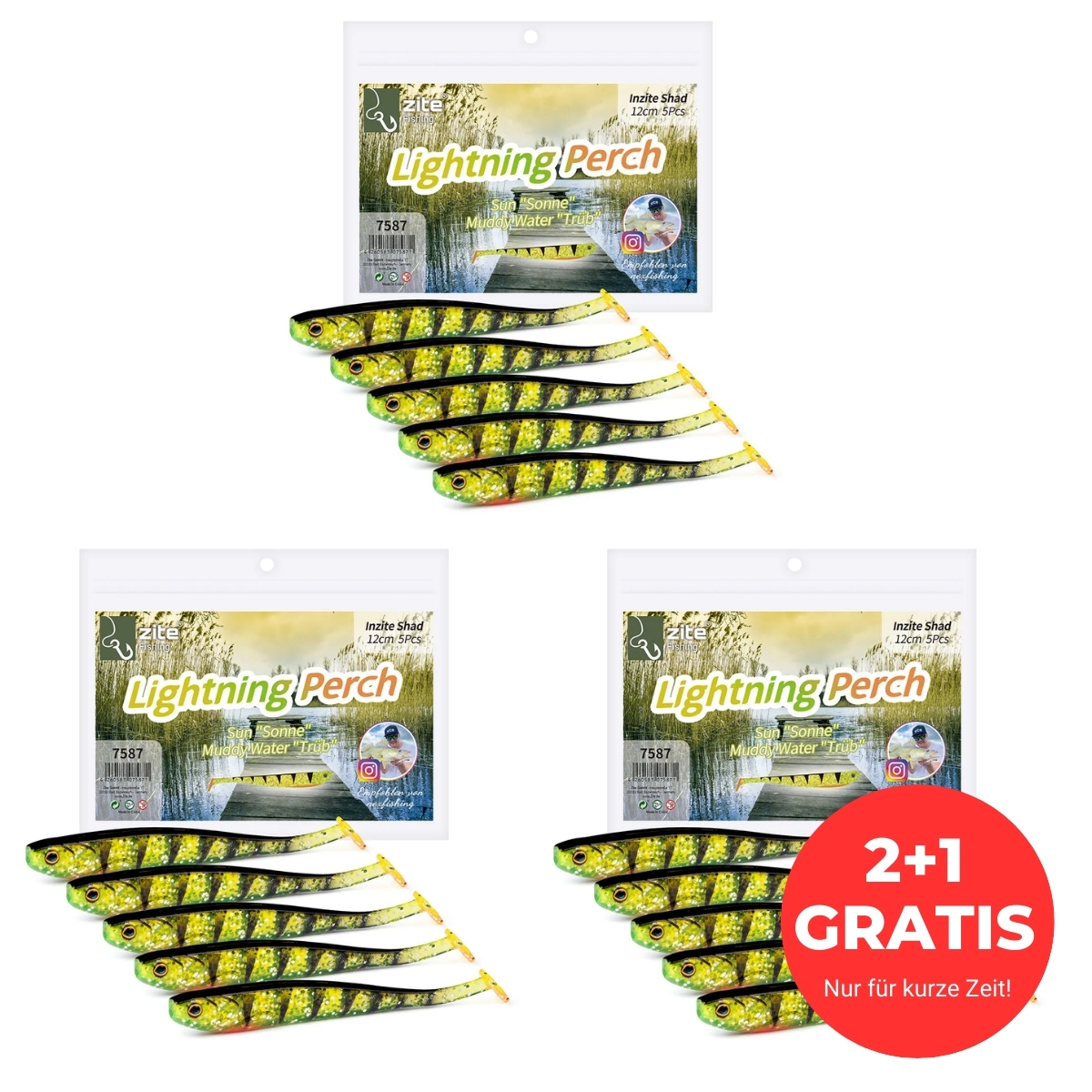 Zite Fishing Gummifisch lightning perch 15 Stück Zite Fishing Gummifisch lightning perch 15 Stück