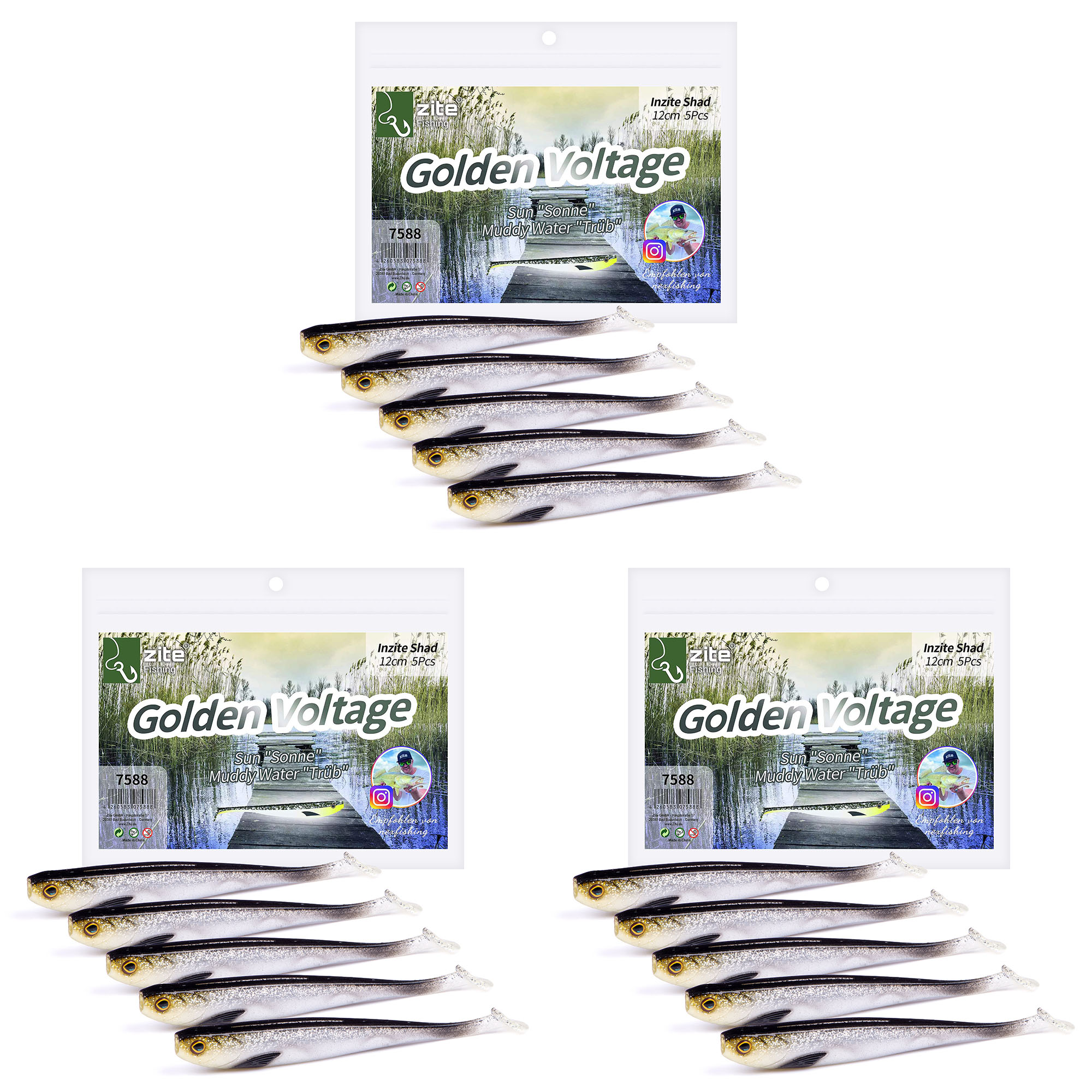 Zite Fishing Gummifisch golden voltage 15 Stück Zite Fishing Gummifisch golden voltage 15 Stück