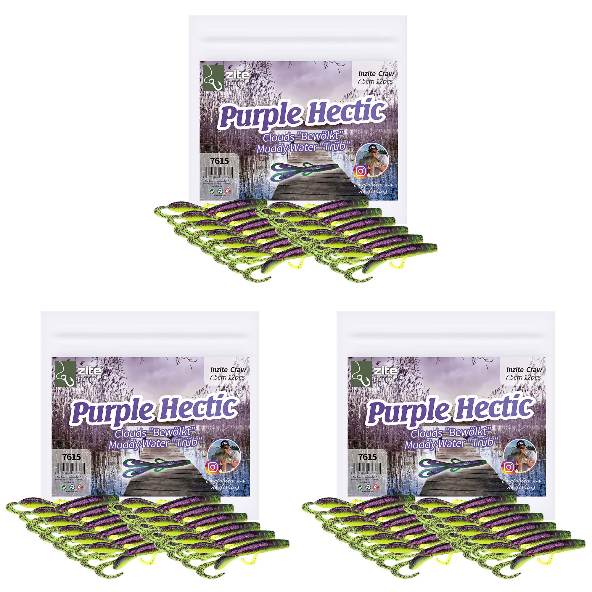 Zite Fishing Creature Bait Purple Hectic 36 Stück