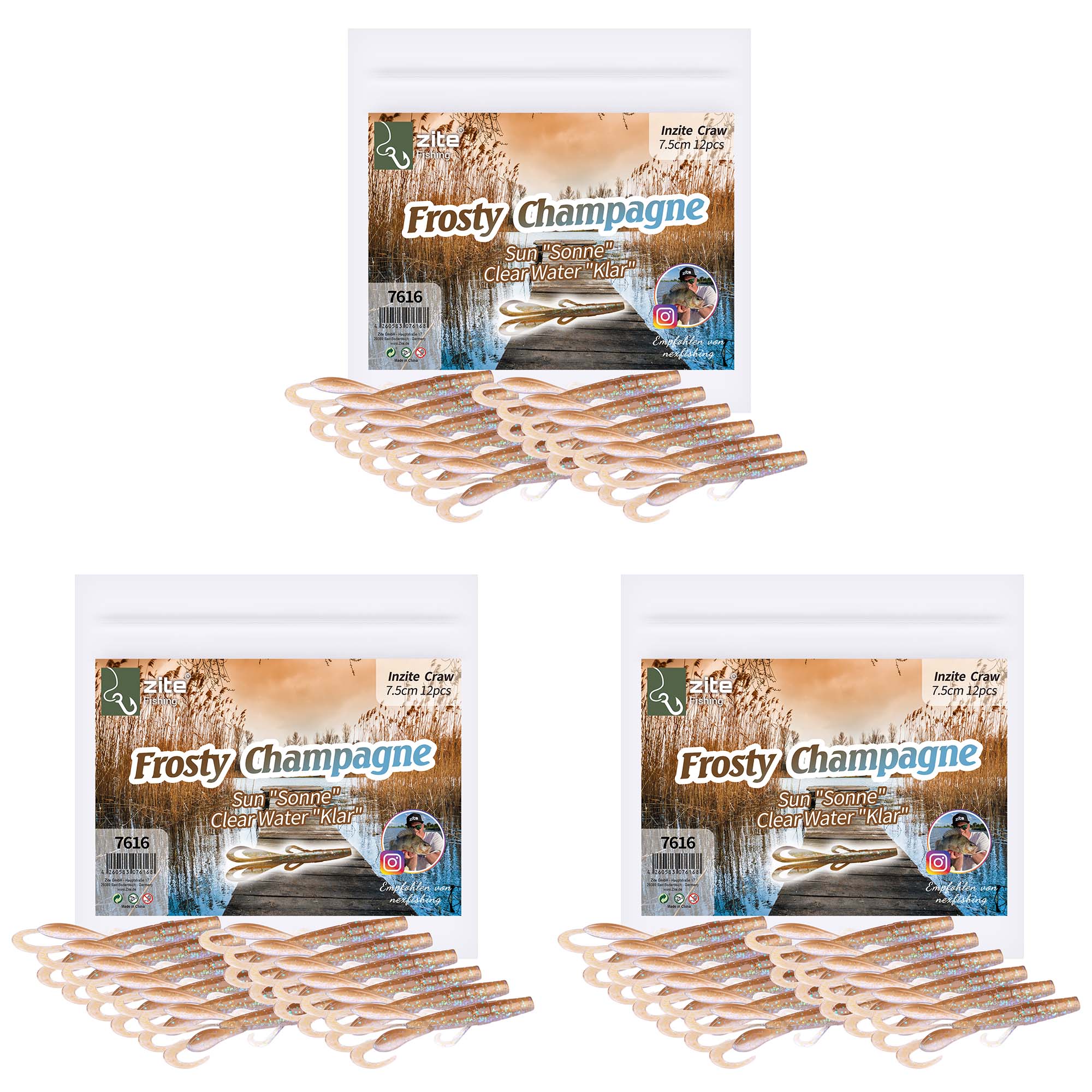 Zite Fishing Creature Bait Frosty Champagne 36 Stück