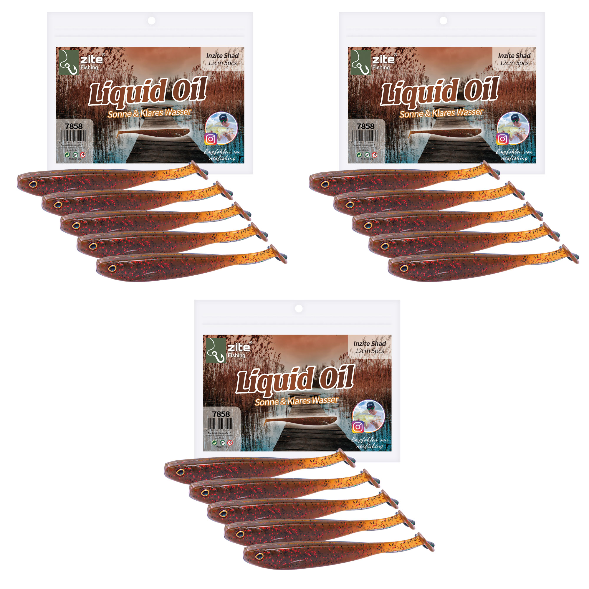 Gummifisch Inzite Shad Liquid Oil 15 Stück Set Zanderköder Zite Fishing Gummifisch Inzite Shad Liquid Oil 15 Stück Set Zanderköder Zite Fishing