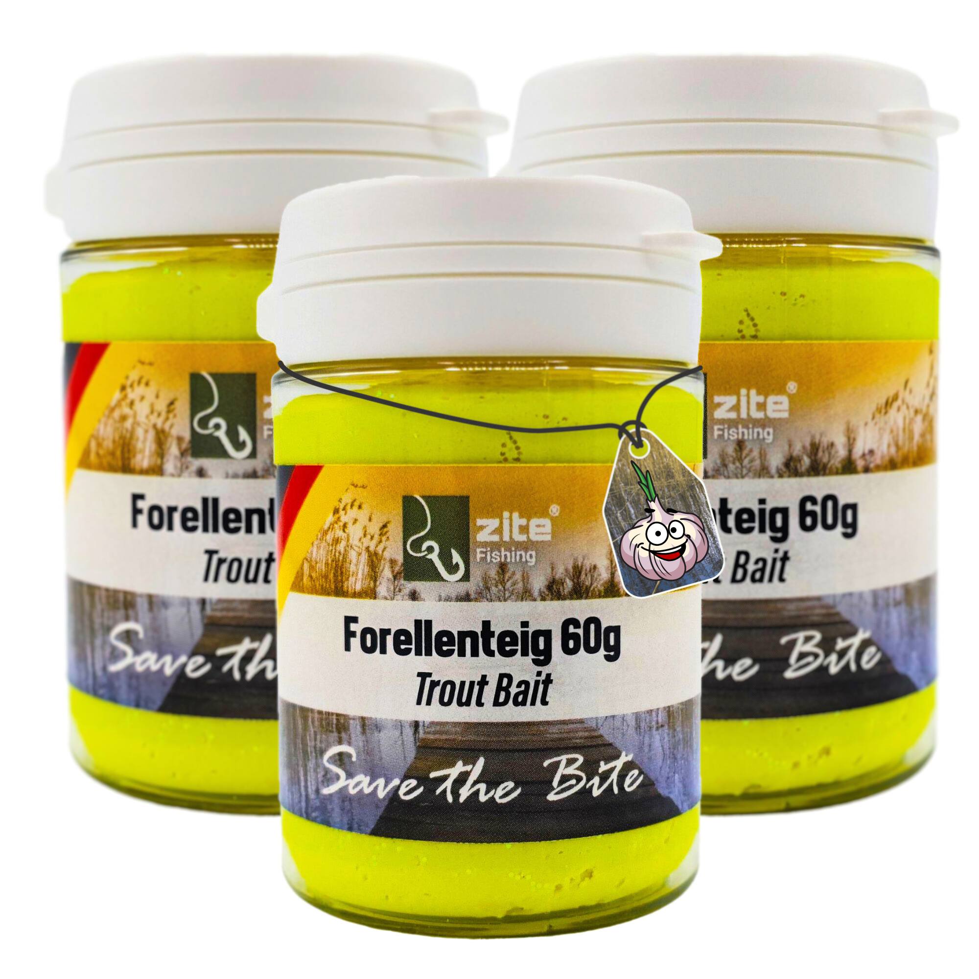 Zite Fishing Forellenpaste Set Knoblauch gelb 60 g 3 Stück Trout Bait Teigköder schwimmend