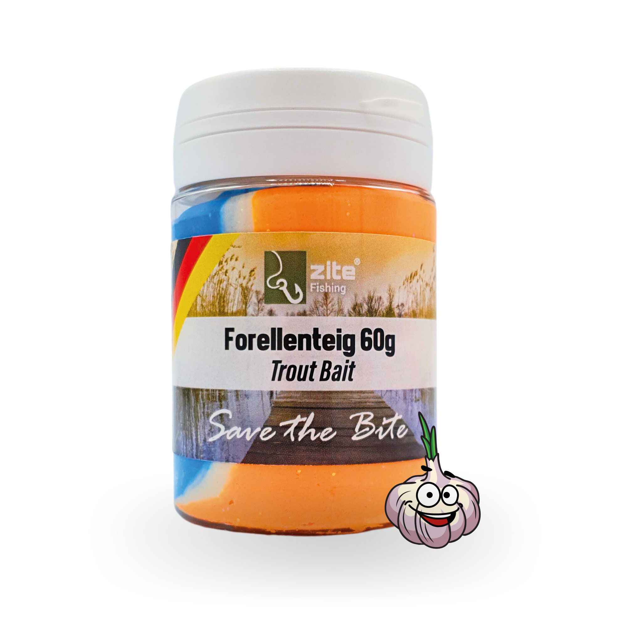 Zite Fishing Forellenteig Regenbogen orange 60 g Trout Bait Forellenpaste mit Knoblaucharoma