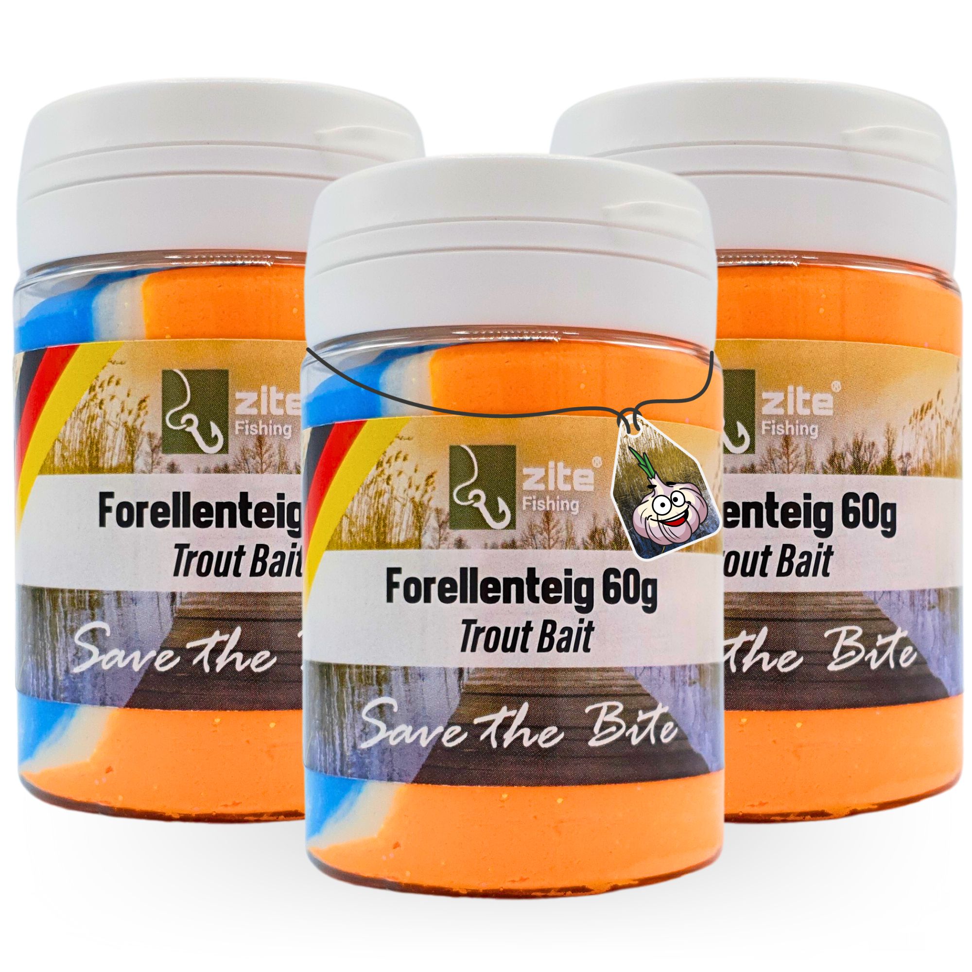 Zite Fishing Forellenpaste Set Knoblauch Regenbogen Orange 60 g 3 Stück Trout Bait Teigköder schwimmend