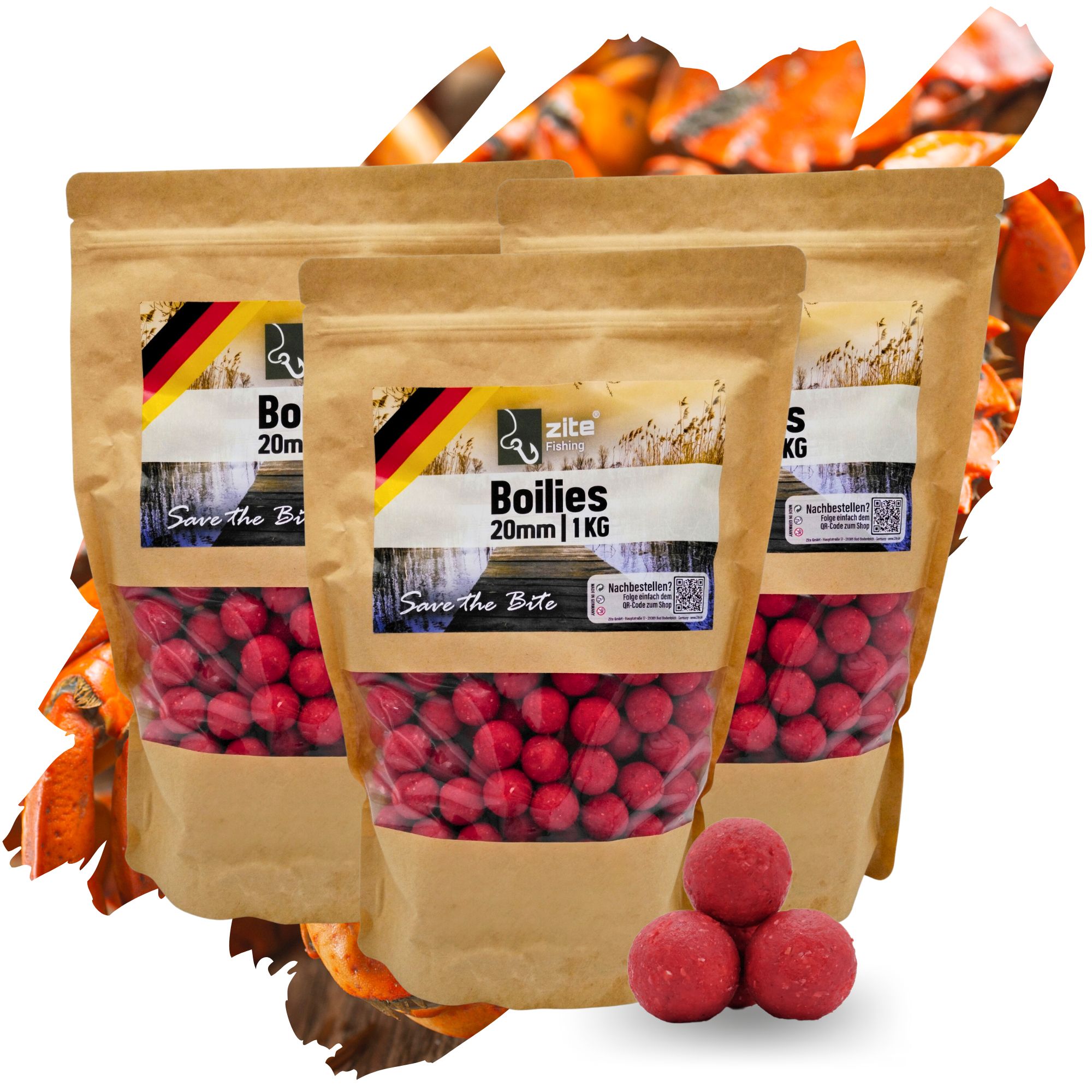 Zite Fishing 20mm Boilies sinkend Monster Crab Aroma 3×1 kg Angelköder
