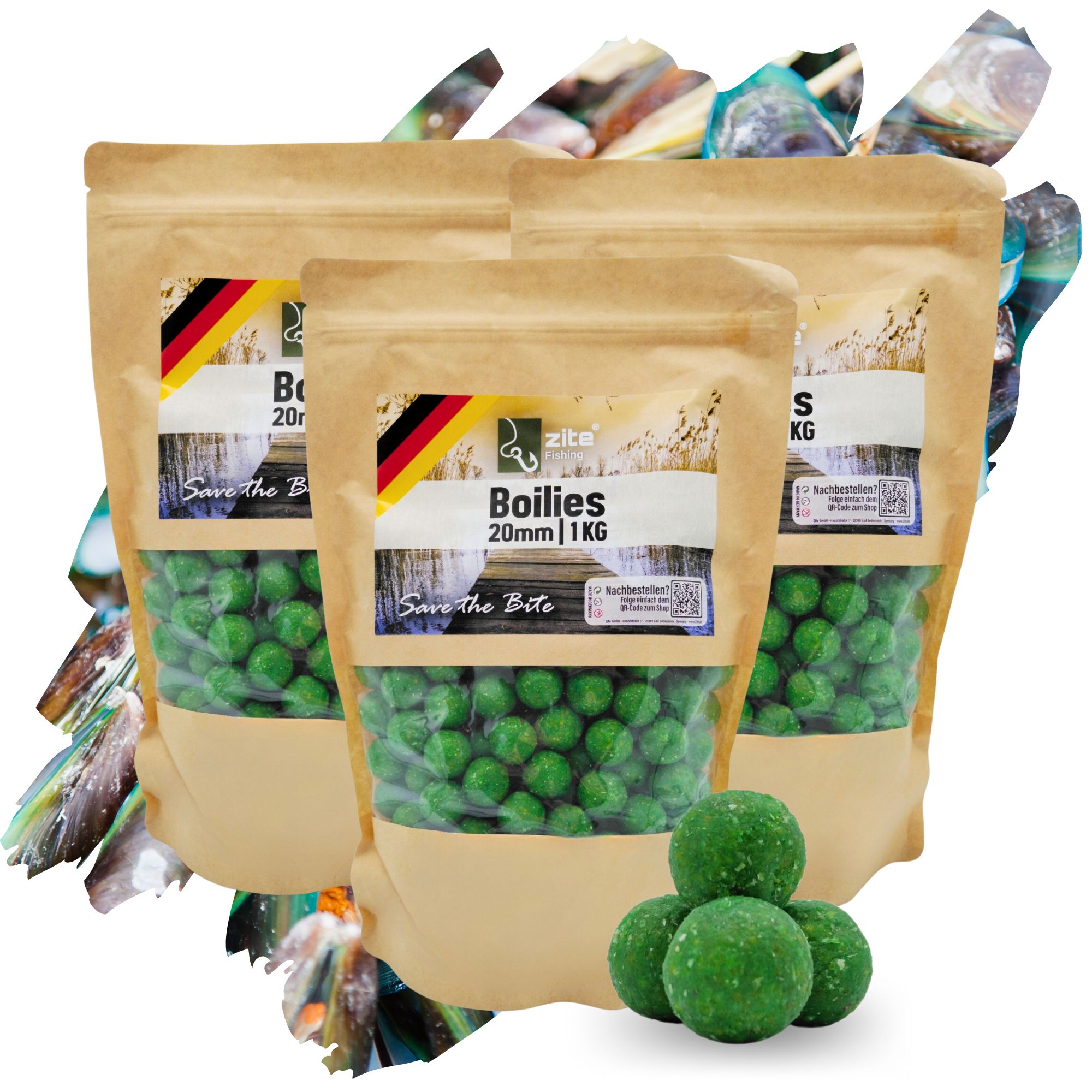 Zite Fishing 20mm Boilies sinkend Muschel Aroma  3×1 kg