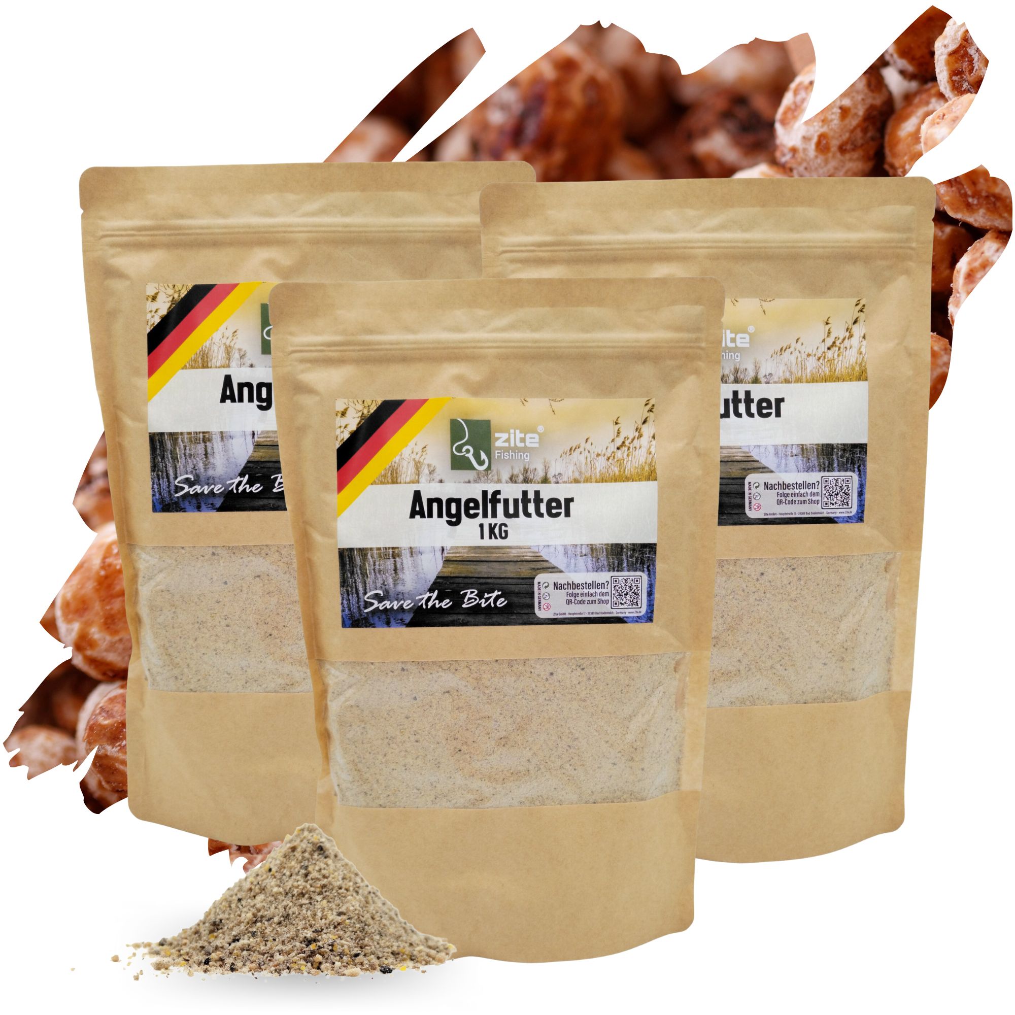 Zite Fishing 3x1kg Beutel Grundfutter Tigernuss – Starke Lockwirkung auf Friedfische