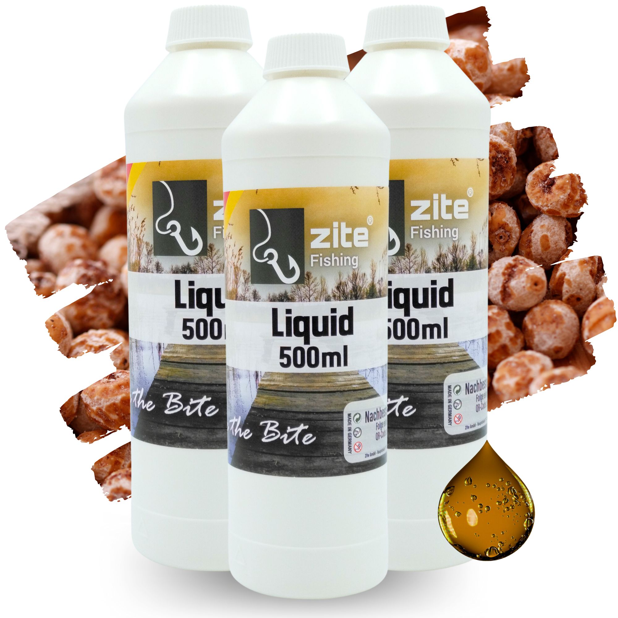 Zite Fishing Flüssigaroma 500 ml Tigernuss 3 Stück – naturreines Karpfen Liquid – Universell einsetzbar