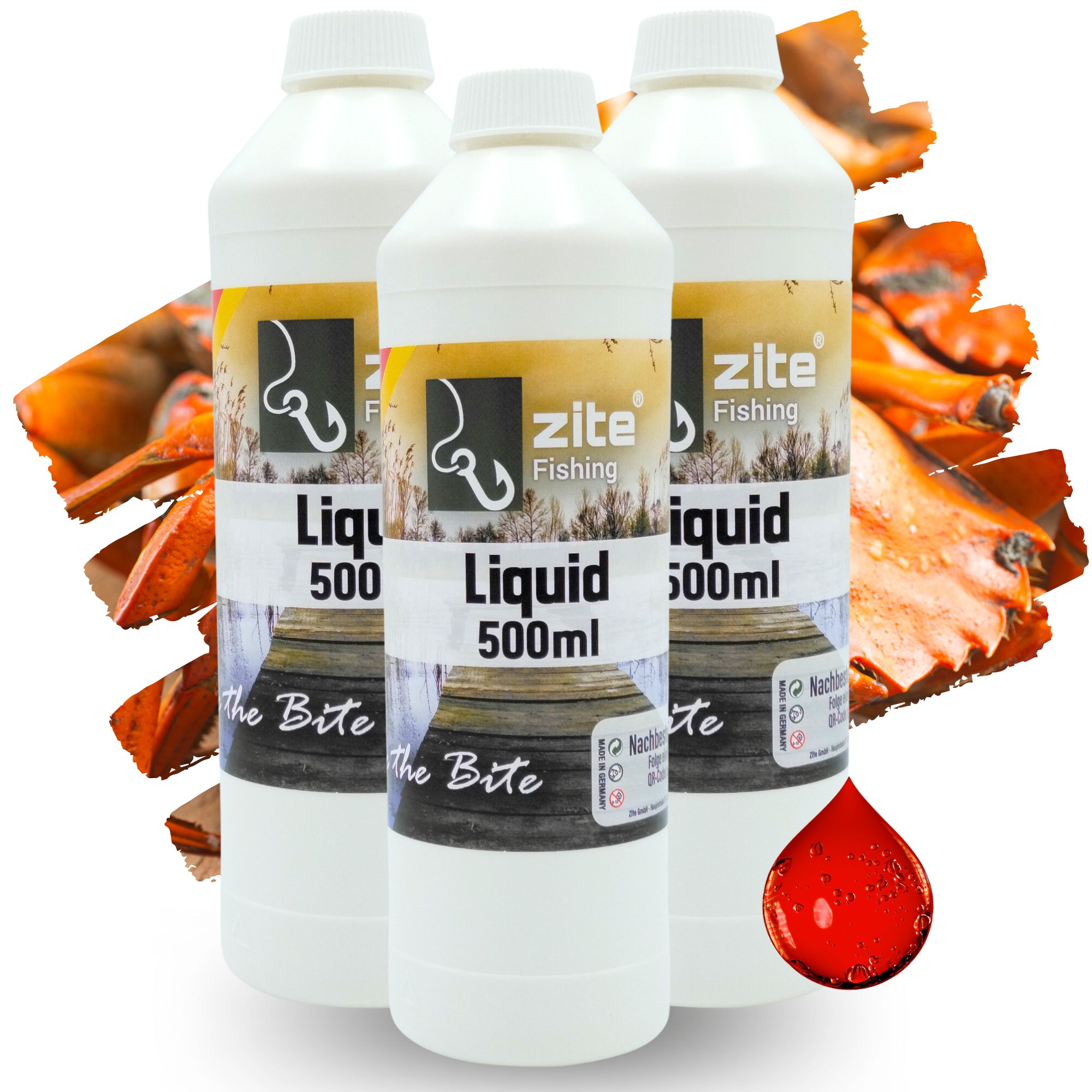 Zite Fishing Flüssigaroma 500 ml Monster Crab 3 Stück – naturreines Karpfen Liquid – Universell einsetzbar