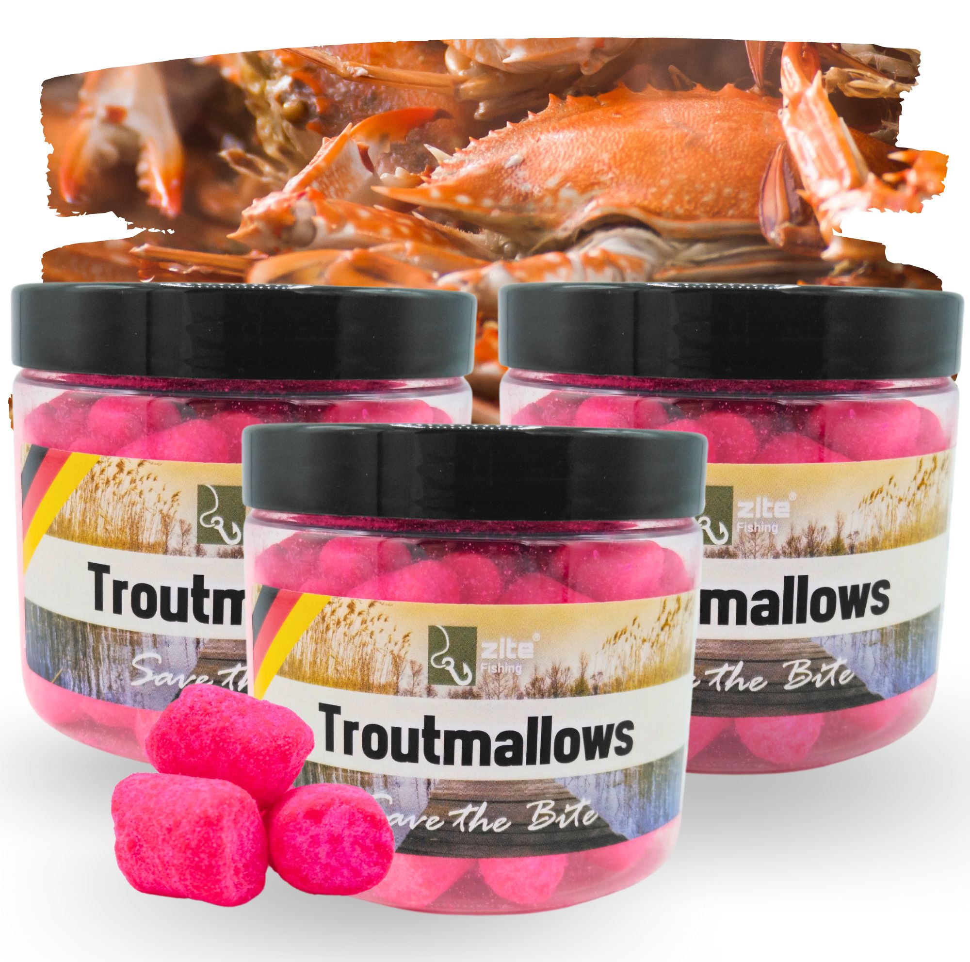 Zite Fishing Troutmallows-Set Krabbe pink 3x40g Forellenköder