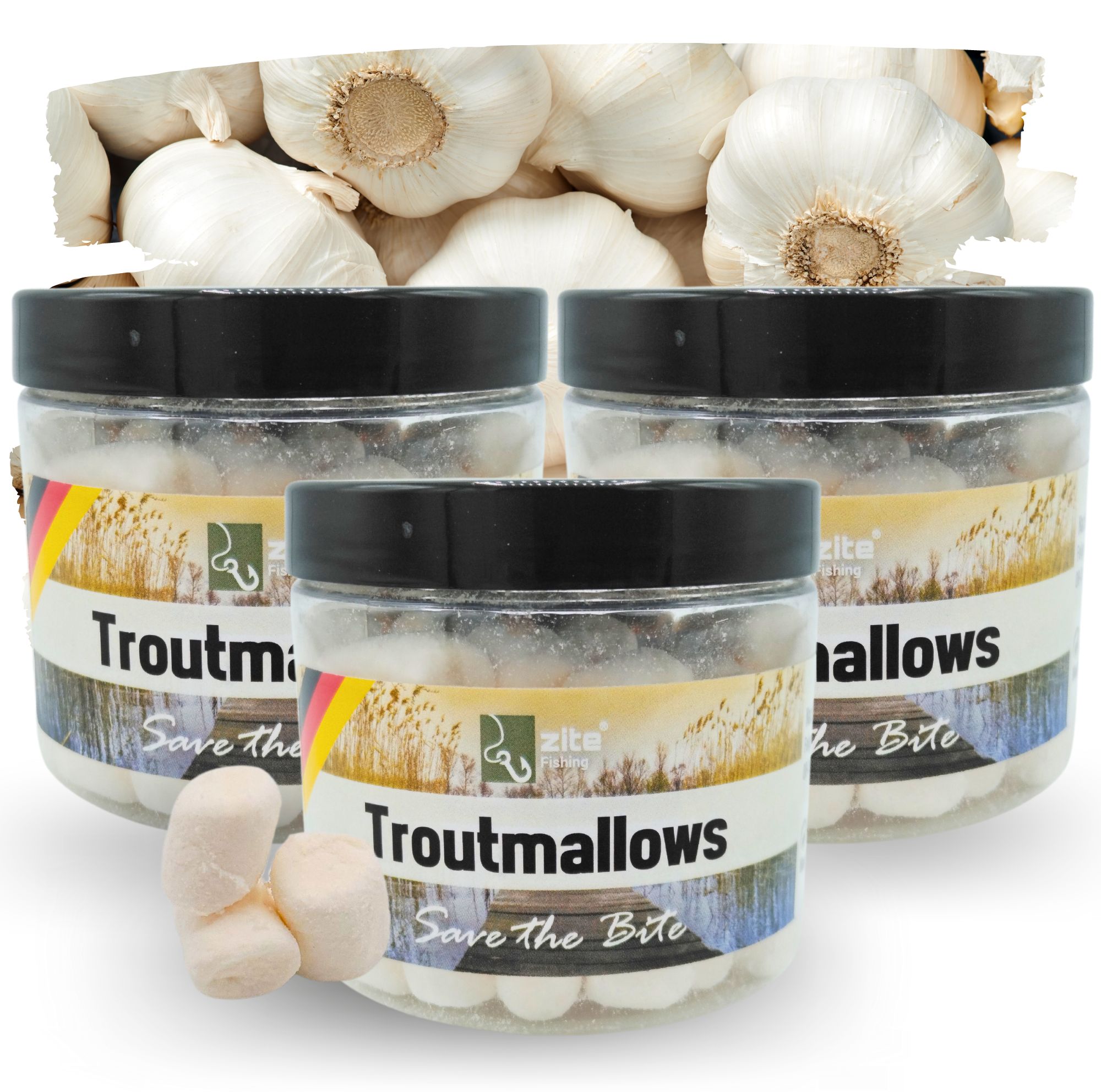 Zite Fishing Troutmallows-Set Knoblauch weiß 3x40g Forellenköder