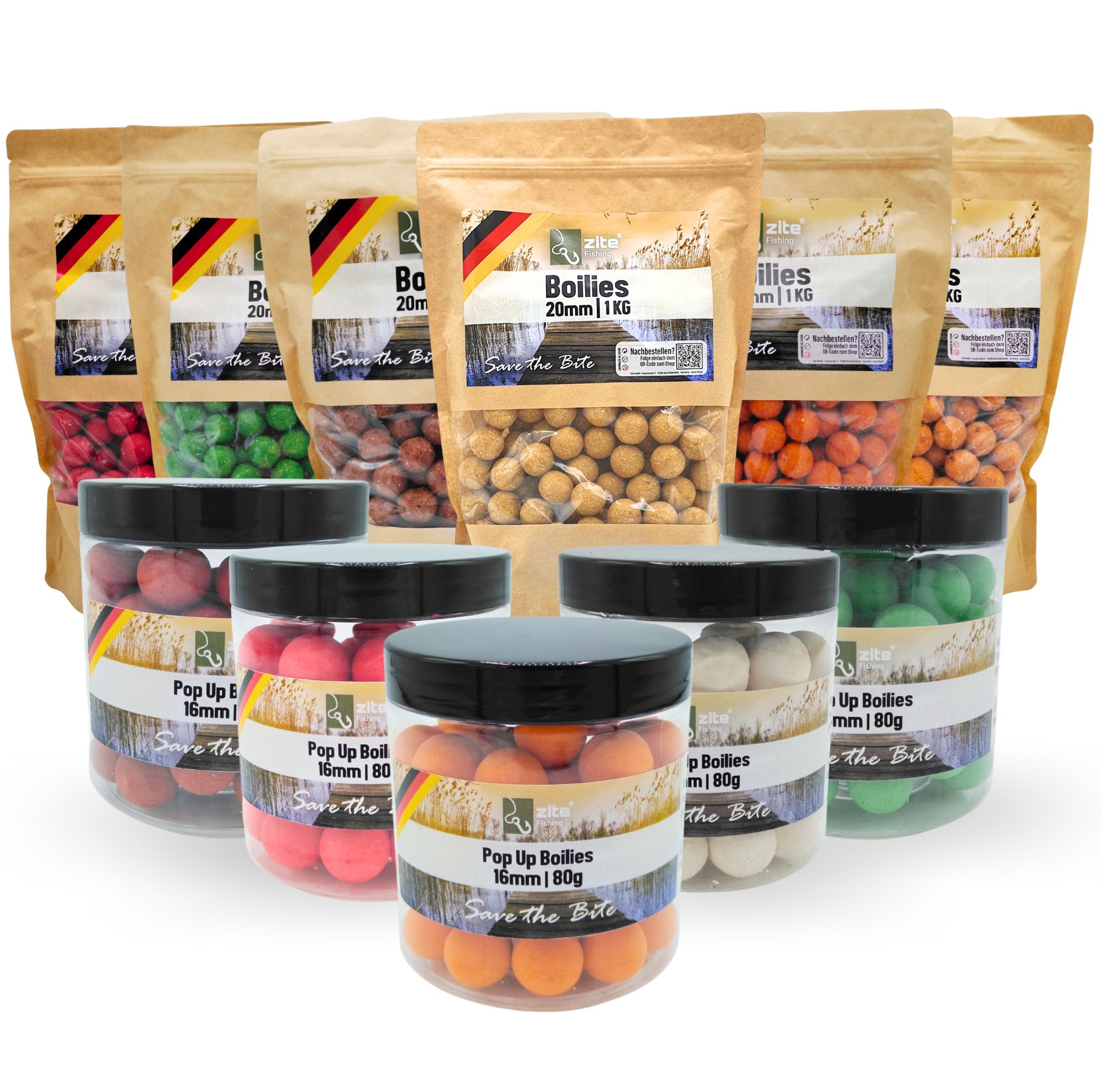 Karpfenköder Bundle mit 20mm Boilies und 16mm Popups in diversen Aromen