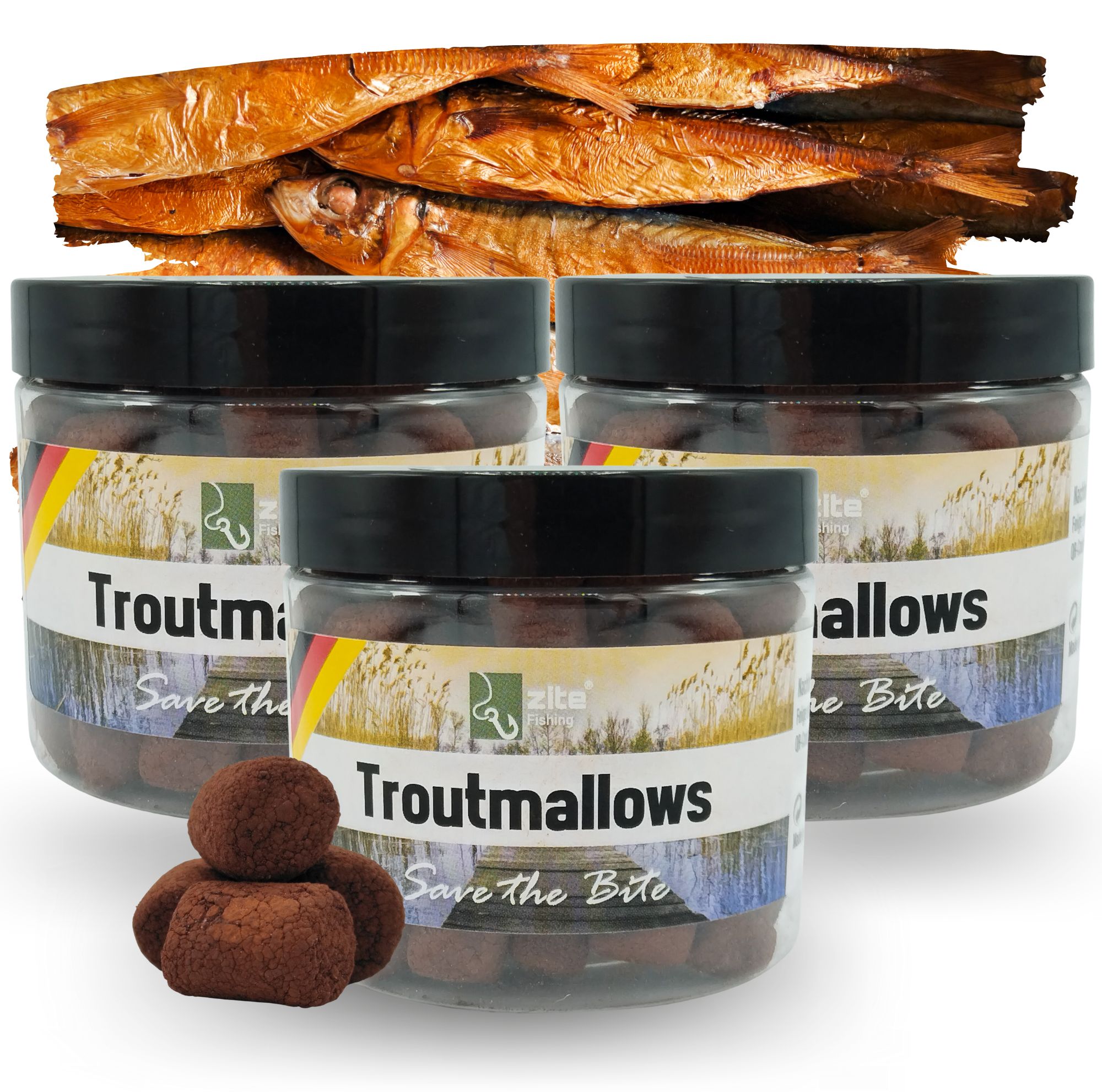 Zite Fishing Troutmallows-Set Fisch braun 3x40g Forellenköder
