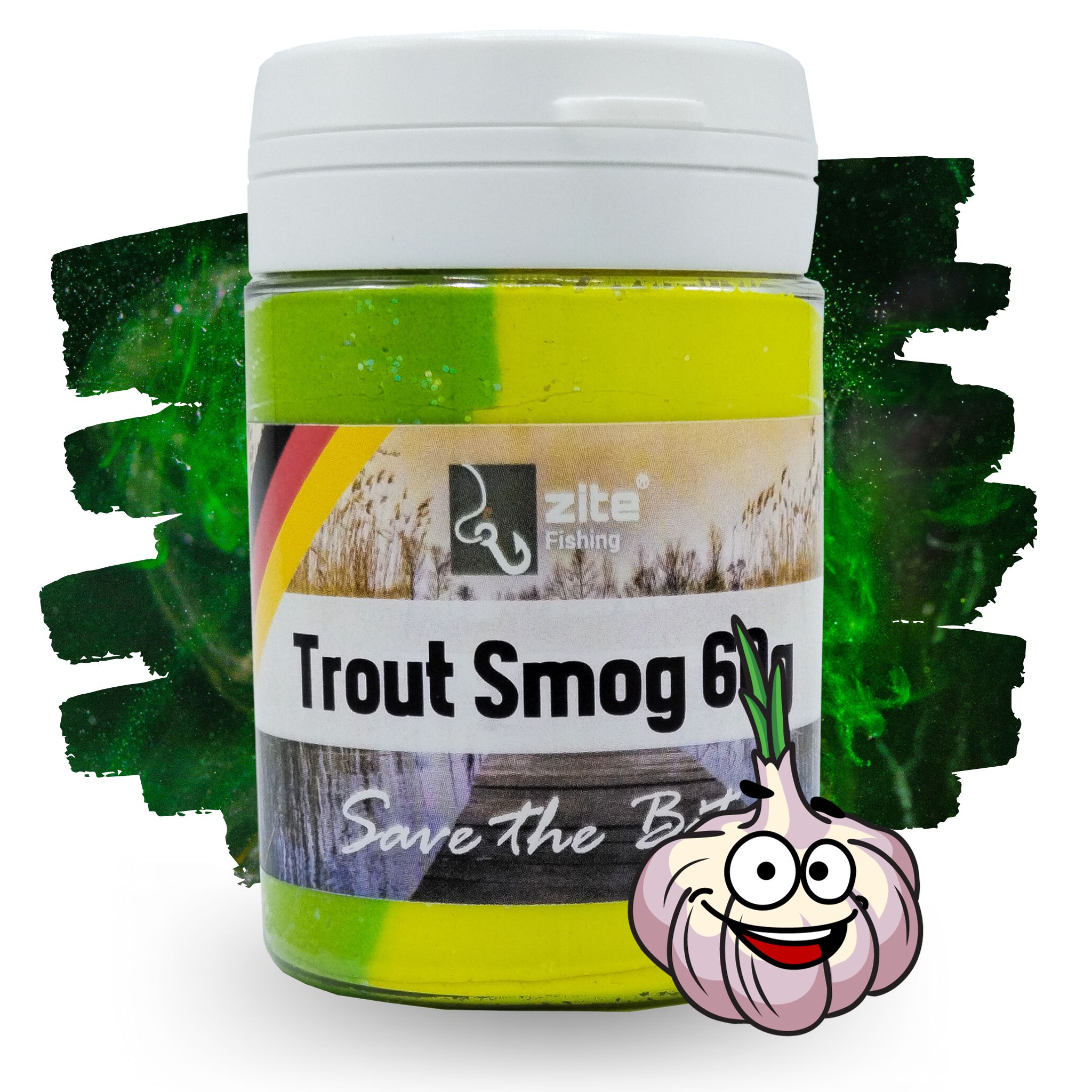 Trout Smog Forellenteig Knoblauch UV Aktiv Gelb/Grün 60g Zite Fishing
