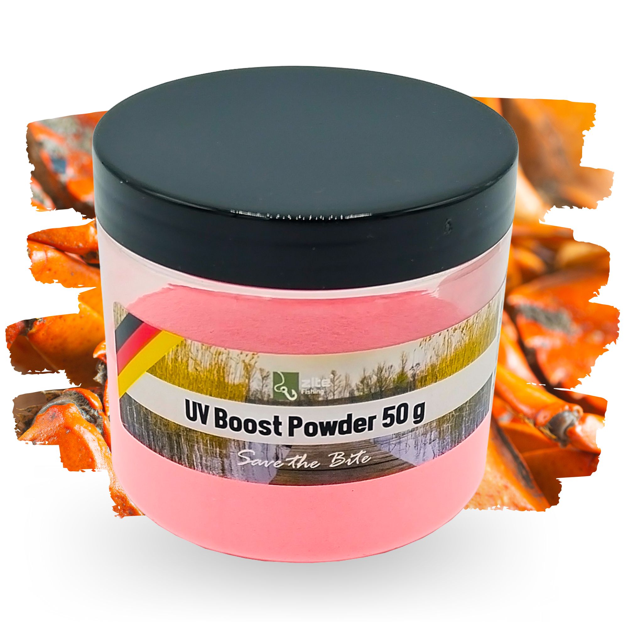 Zite Fishing Dip Powder Monster Crab Fluo rot 50 g