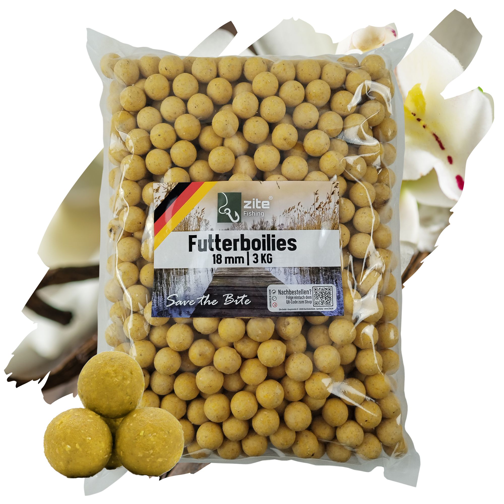 Zite Fishing Futterboilies Vanille weiß 18 mm 3 kg Zite Fishing Futterboilies Vanille weiß 18 mm 3 kg