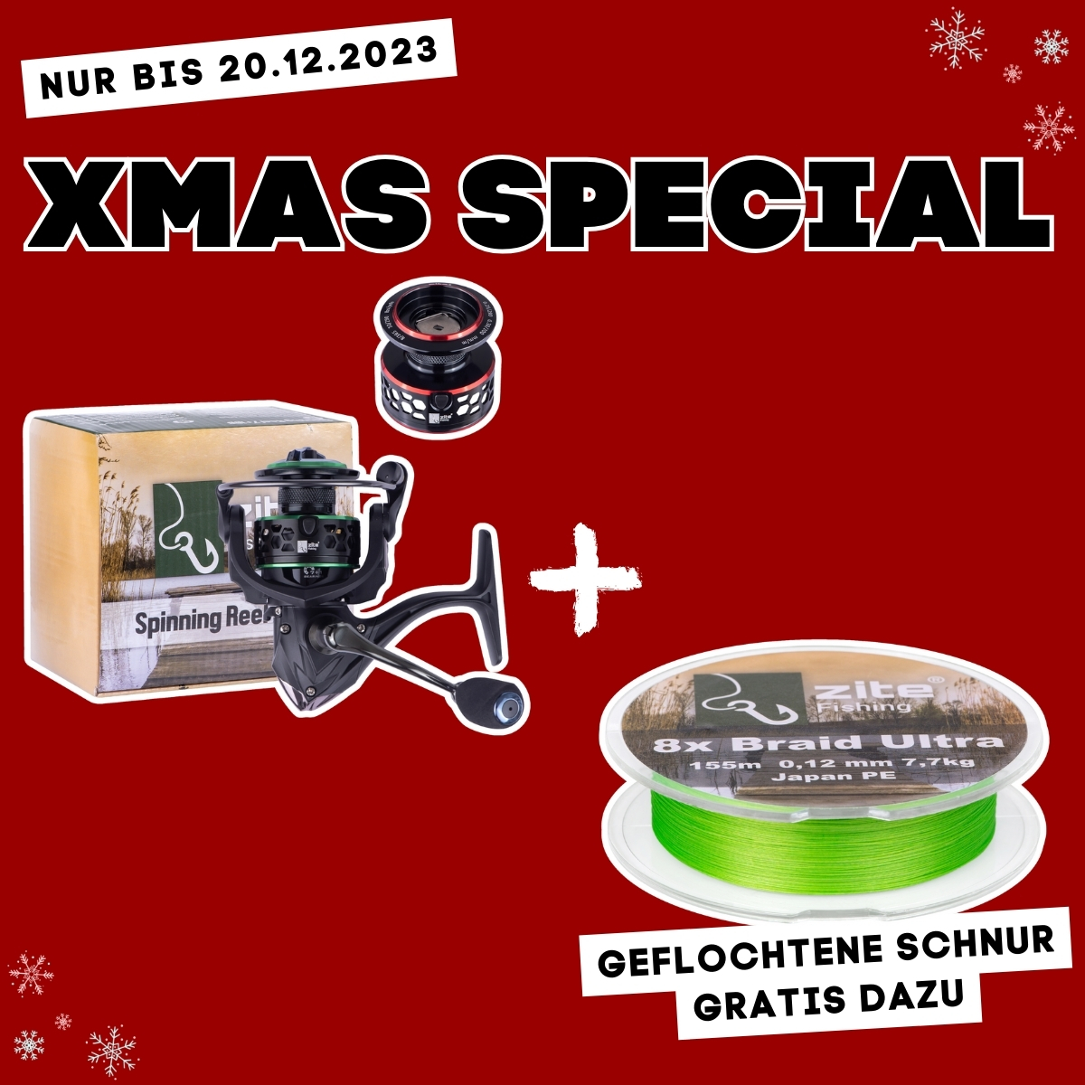 XMAS SPECIAL: Spinnrolle 3000 7+1 BB + GRATIS 8x Japanschnur Zander 0,12 mm
