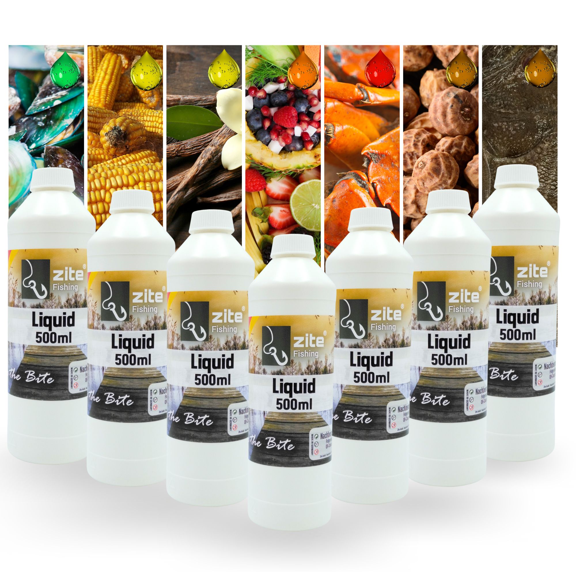 Zite Fishing Flüssigaroma Set 7×500 ml Lockstoff Karpfen