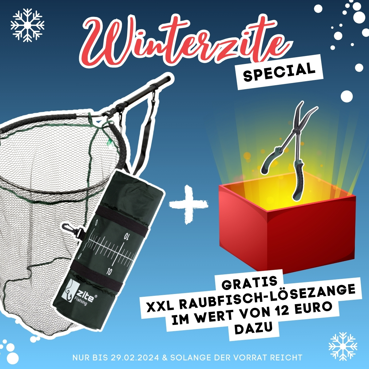 Winterzite Deal: Zite Fishing Streetfishing Kescher 3,70 m & Abhakmatte mit Maßband + Lösezange gratis