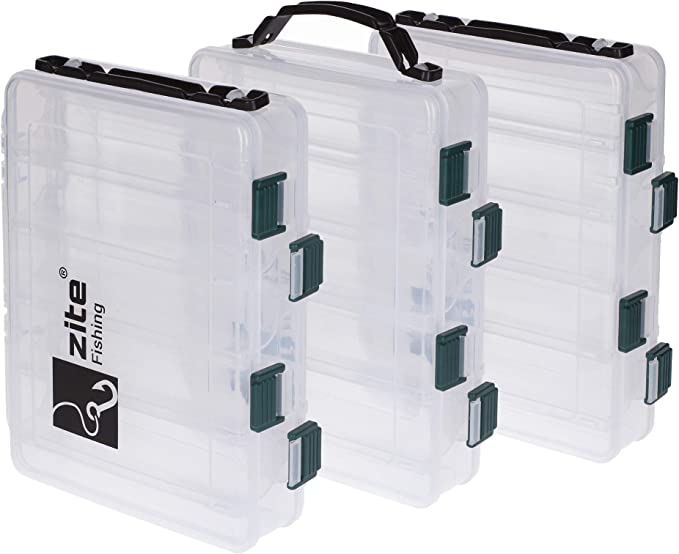 Zite Fishing Köderbox-Set – 3 doppelseitige Köderboxen mit Tragegriff 20×15,5×4,
