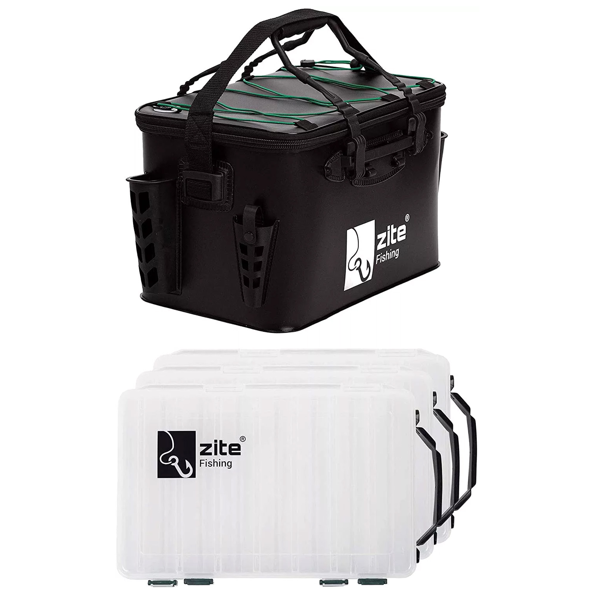 EVA Angeltasche Wasserdicht + Tackleboxen Medium als Bootstaschen Set Zite Fishing